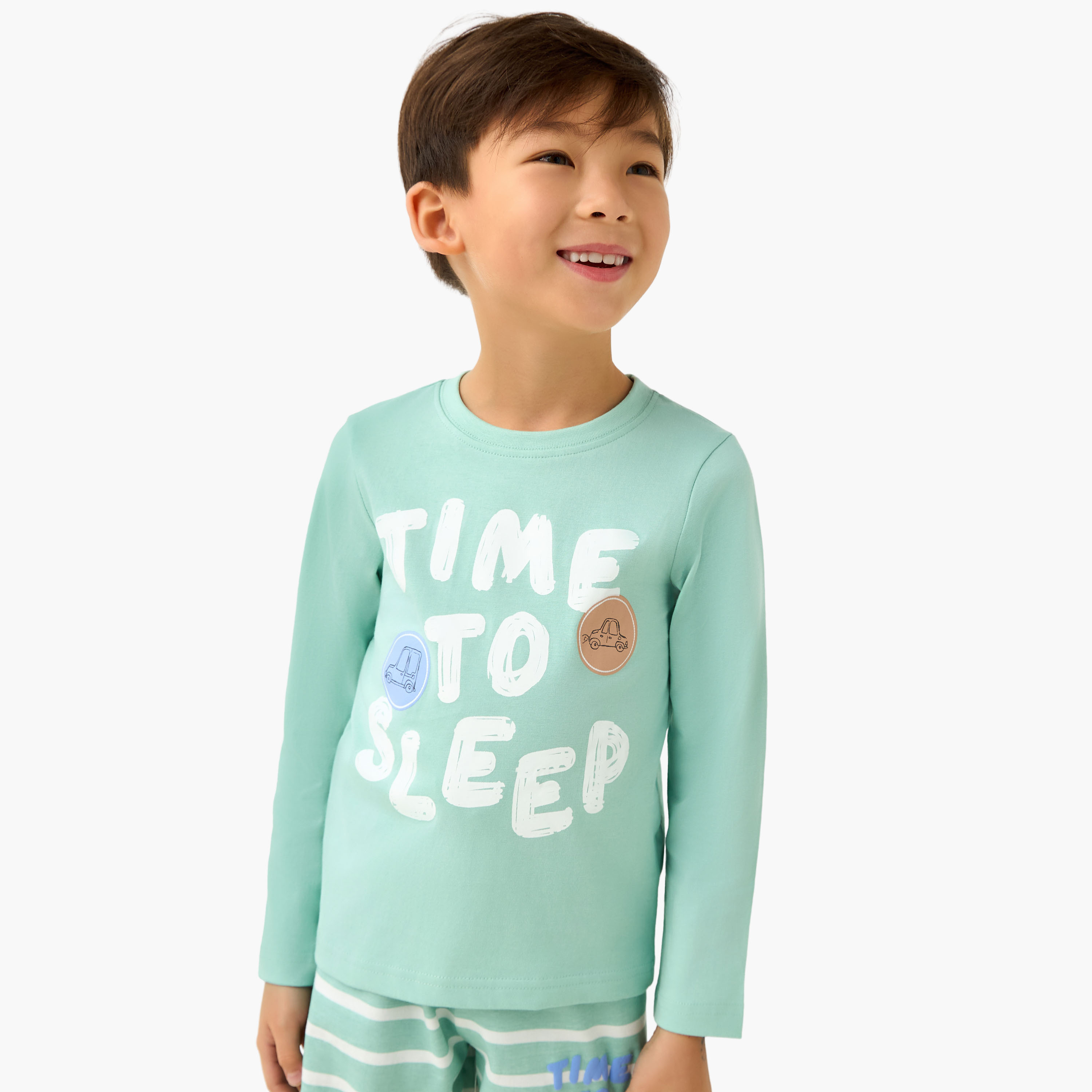 طقم بيجاما قطن بياقة ضيقة وأكمام طويلة وطبعات ديناصور من جونيورز-boys-clothing-nightwear-image-2