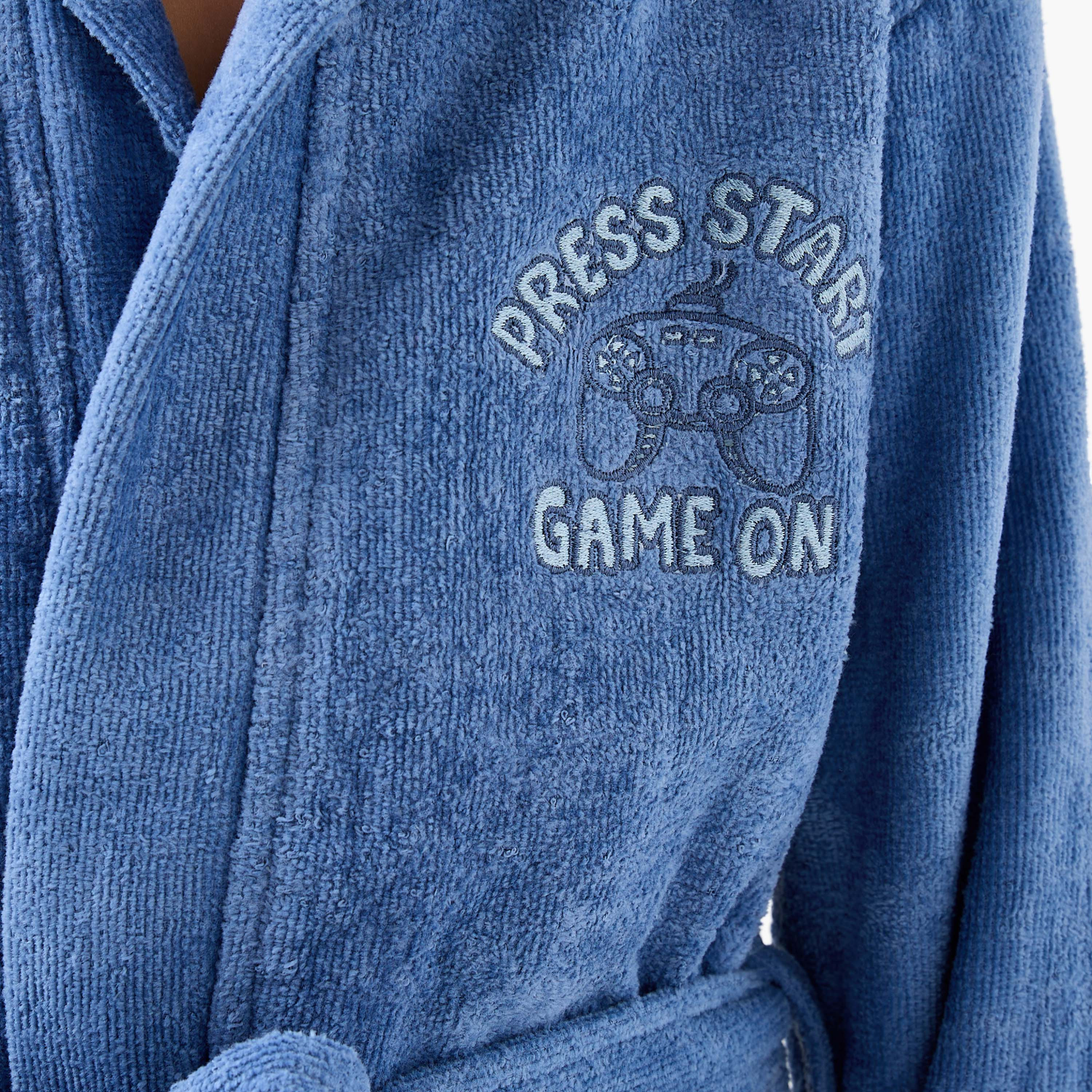 Juniors Hooded Terry Bathrobe with Embroidery - 2-8 years-boys-clothing-nightwear-image-6