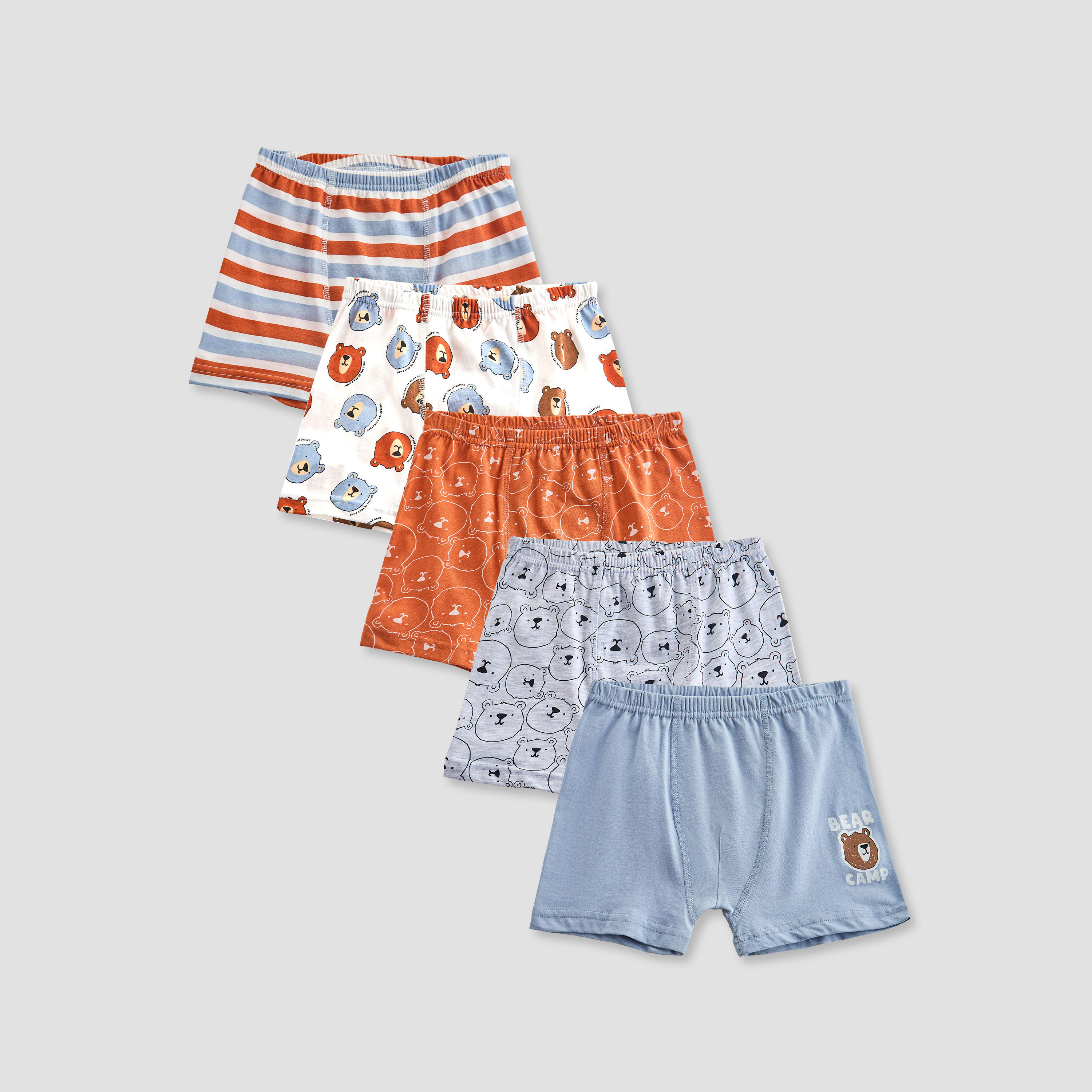 Juniors Boys Boxer Briefs with Print - Cotton - Set of 5-baby-boys-clothing-innerwear-image-1