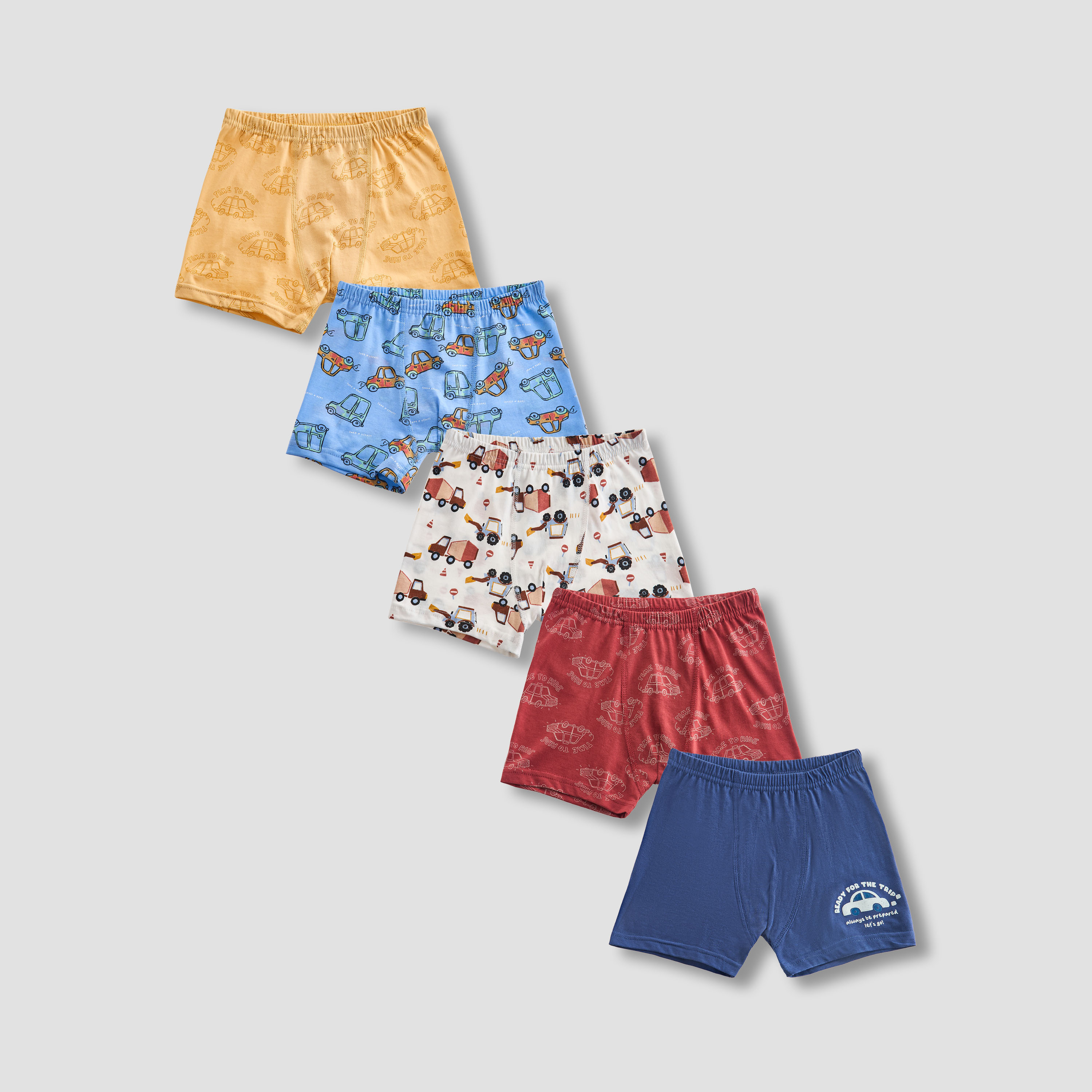Pack of 5 Juniors Cotton Boxers with Vehicle Print-boys-clothing-innerwear-boxersandbriefs-image-1