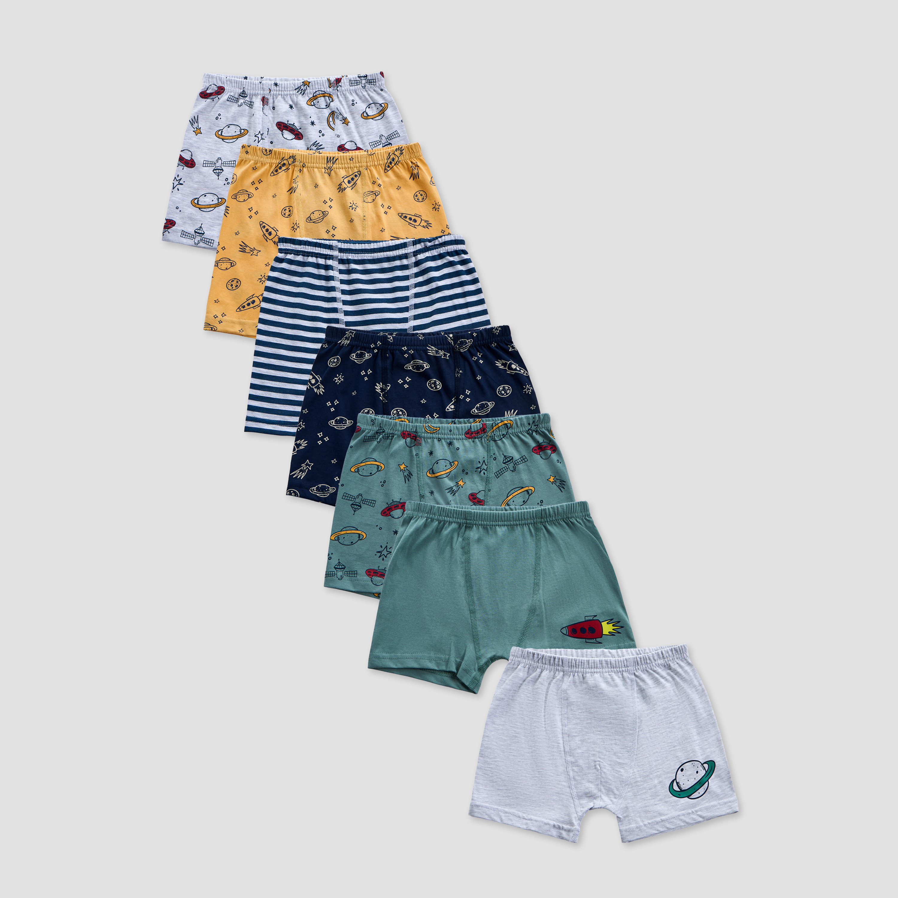 Juniors Printed Boxers with Elasticated Waistband - Set of 7-boys-clothing-innerwear-boxersandbriefs-image-1