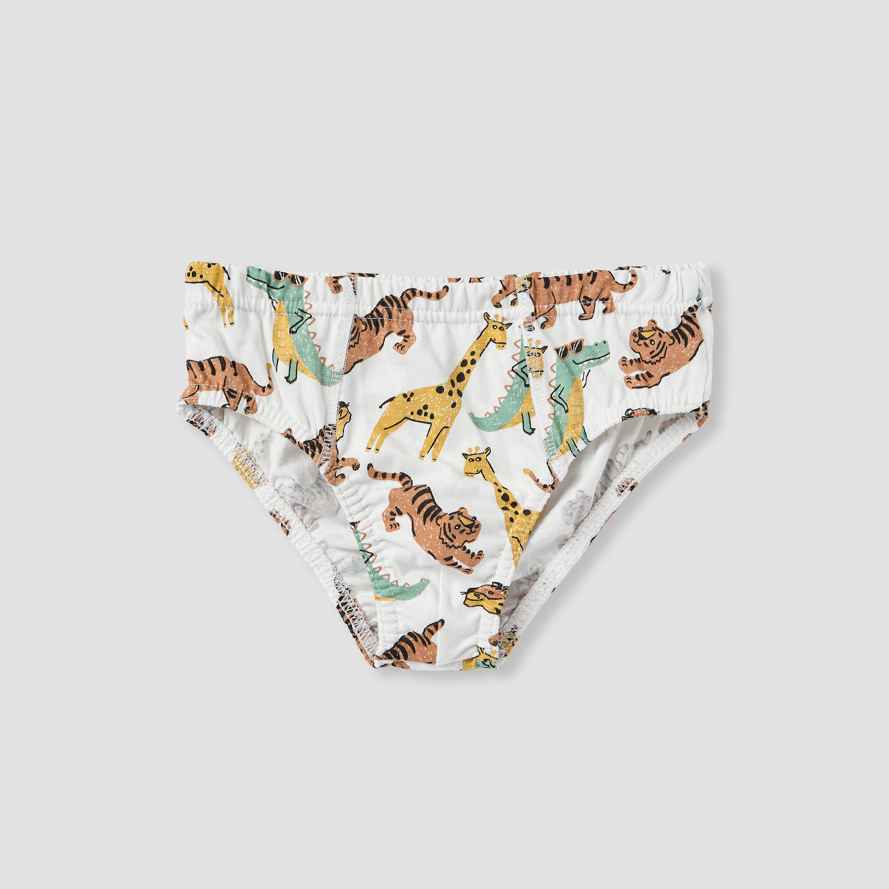 Juniors Tiger Print Briefs with Elasticated Waistband - Set of 5-boys-clothing-innerwear-boxersandbriefs-image-5