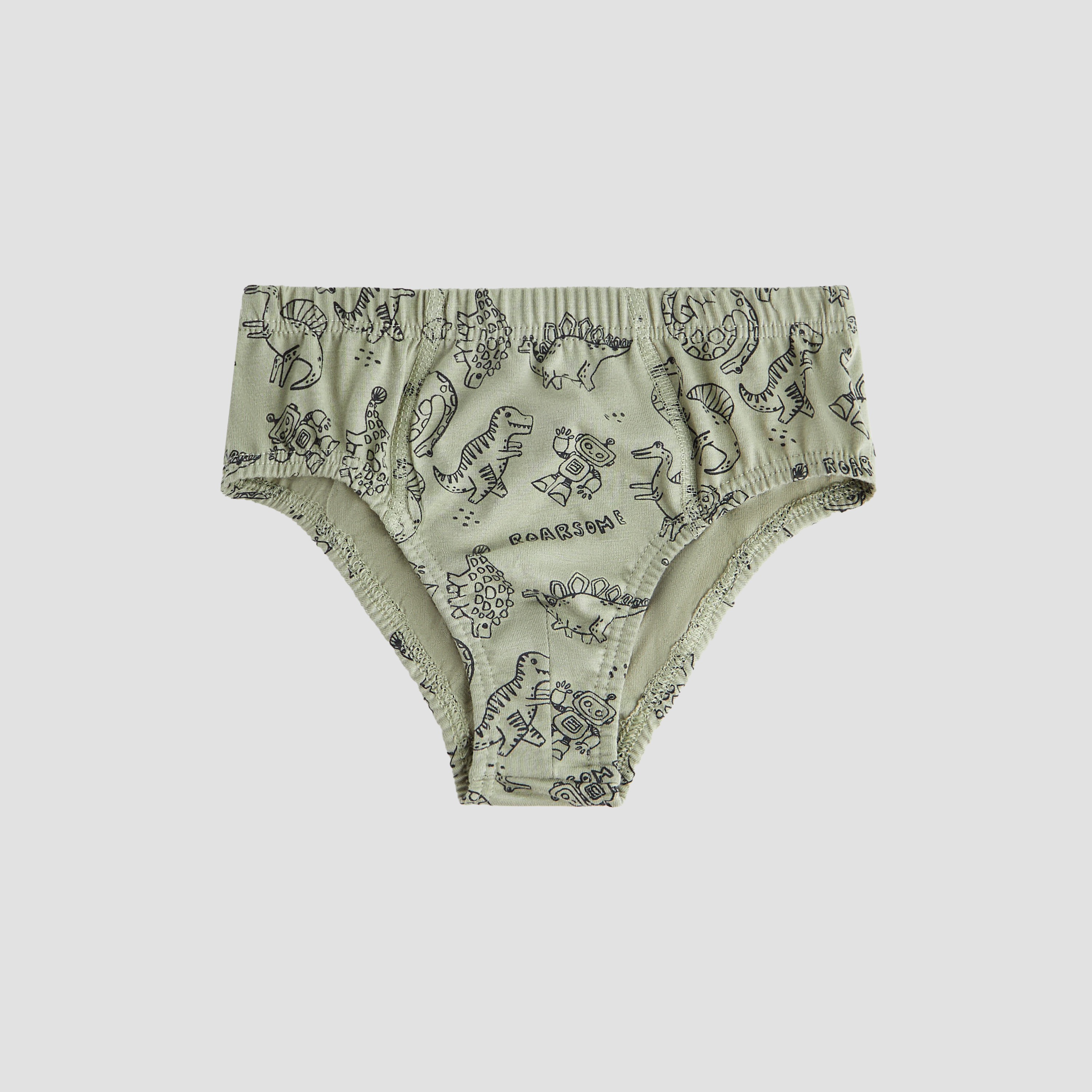 Juniors Boys Briefs with Dinosaur Print - Cotton - Set of 5-baby-boys-clothing-innerwear-image-2