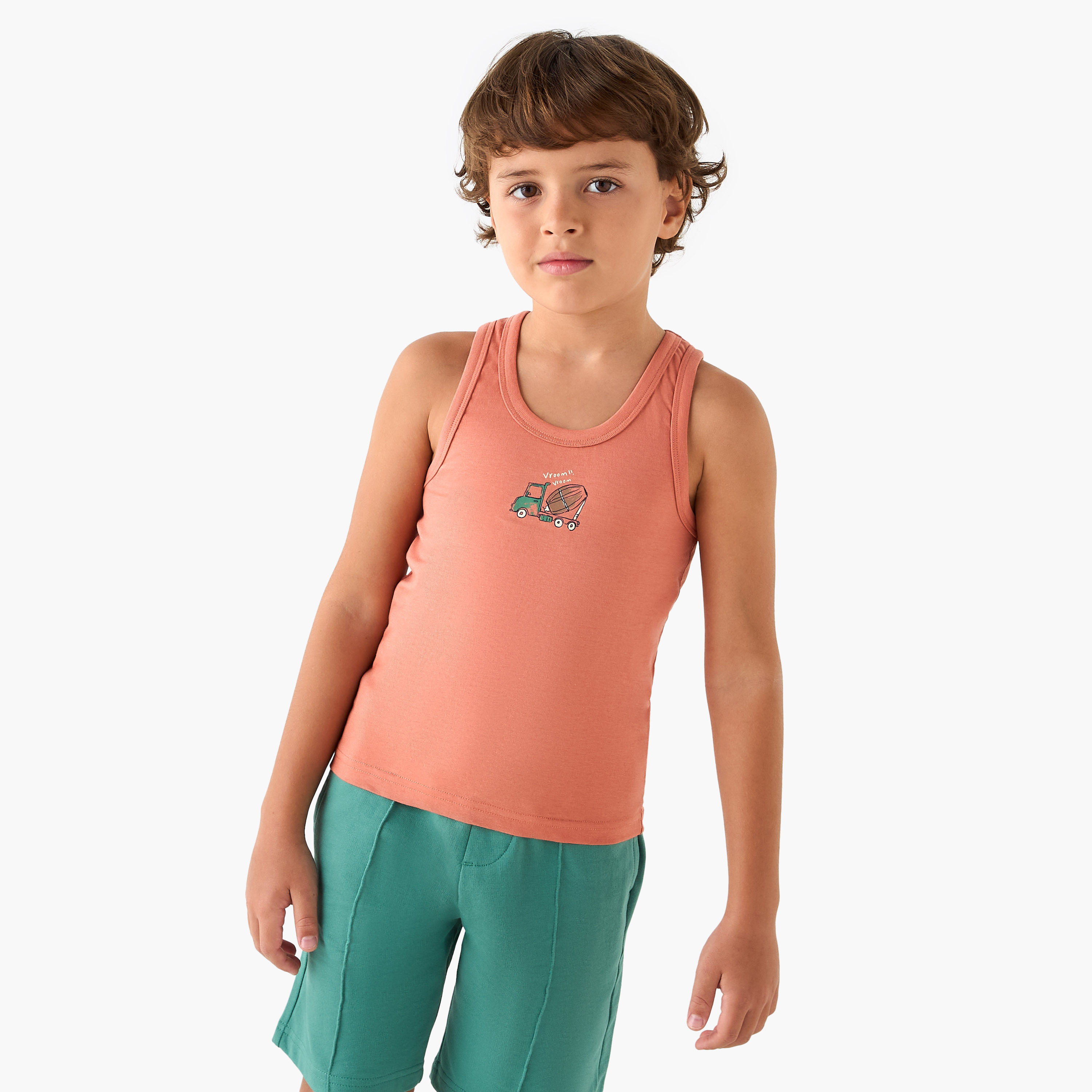 Juniors Construction Vehicle Print Vest - Set of 3-boys-clothing-innerwear-vests-image-4