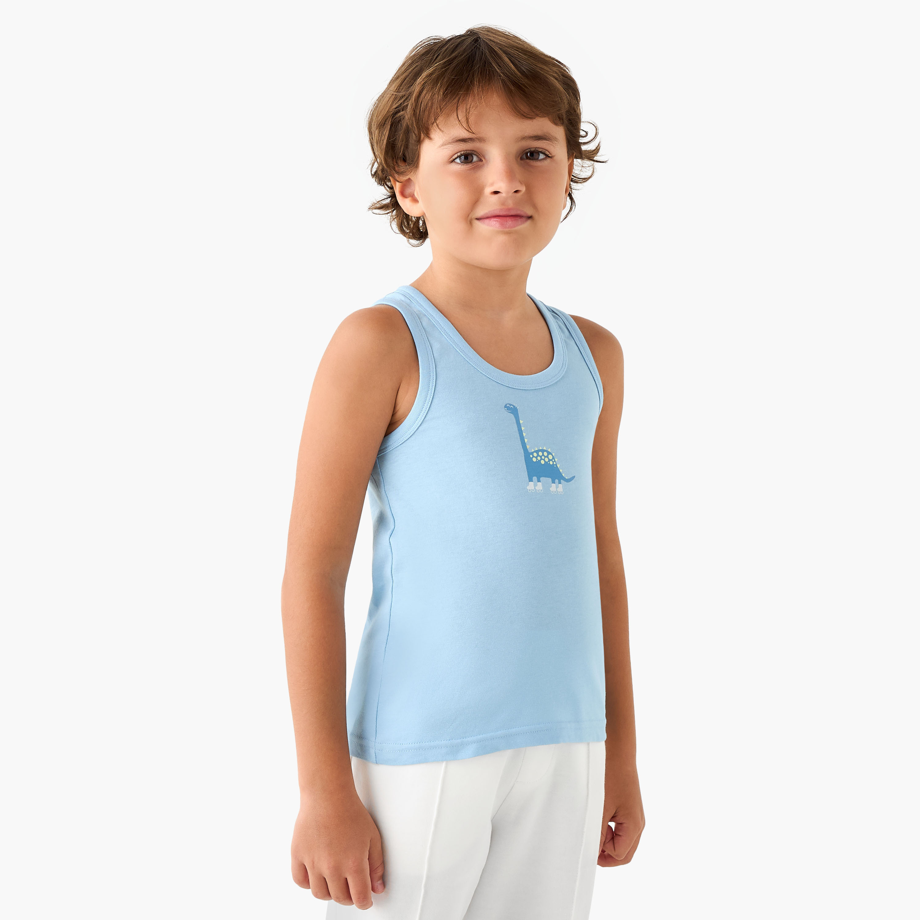 Juniors Dinosaur Print Vest - Set of 7-boys-clothing-innerwear-vests-image-2