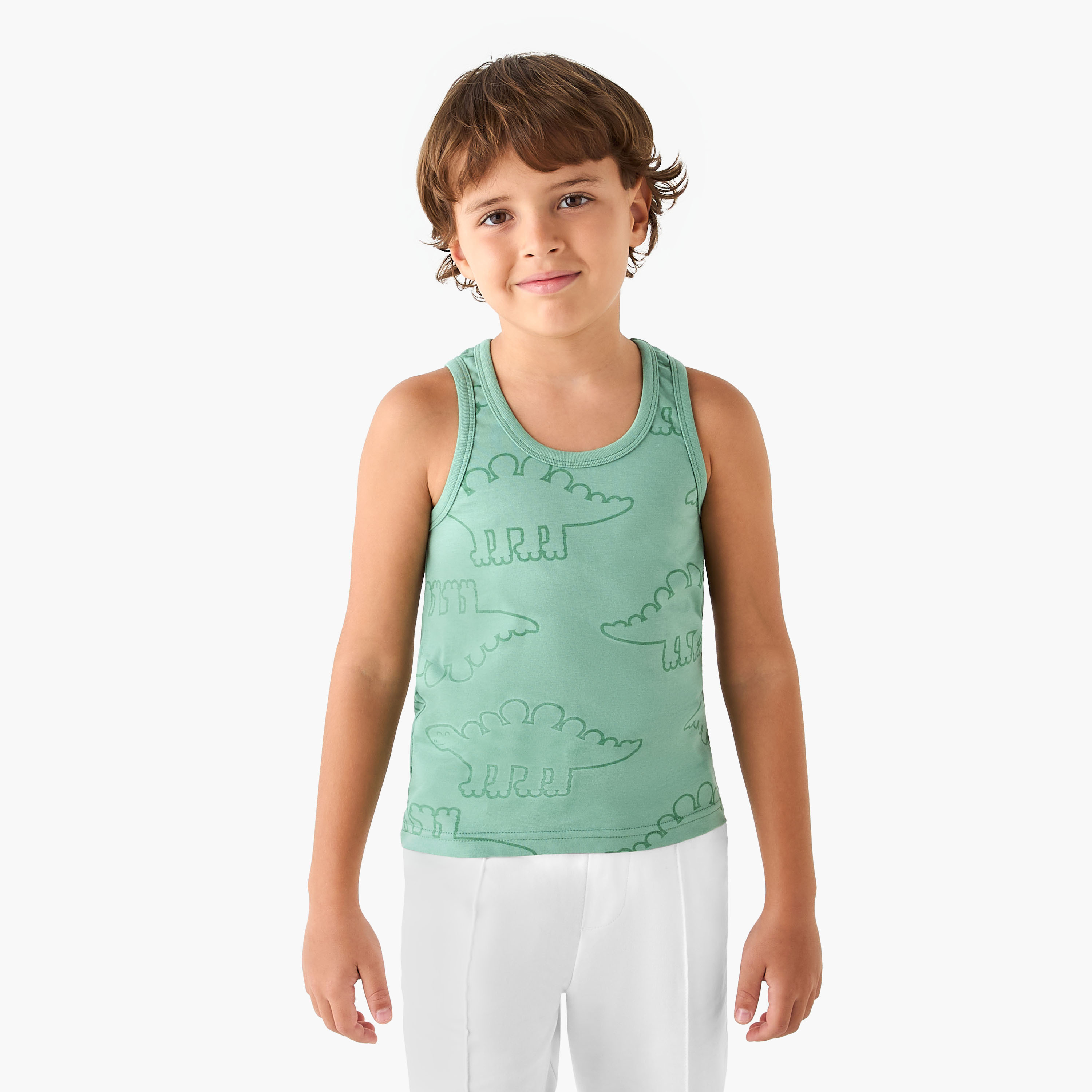 Juniors Dinosaur Print Vest - Set of 7-boys-clothing-innerwear-vests-image-3