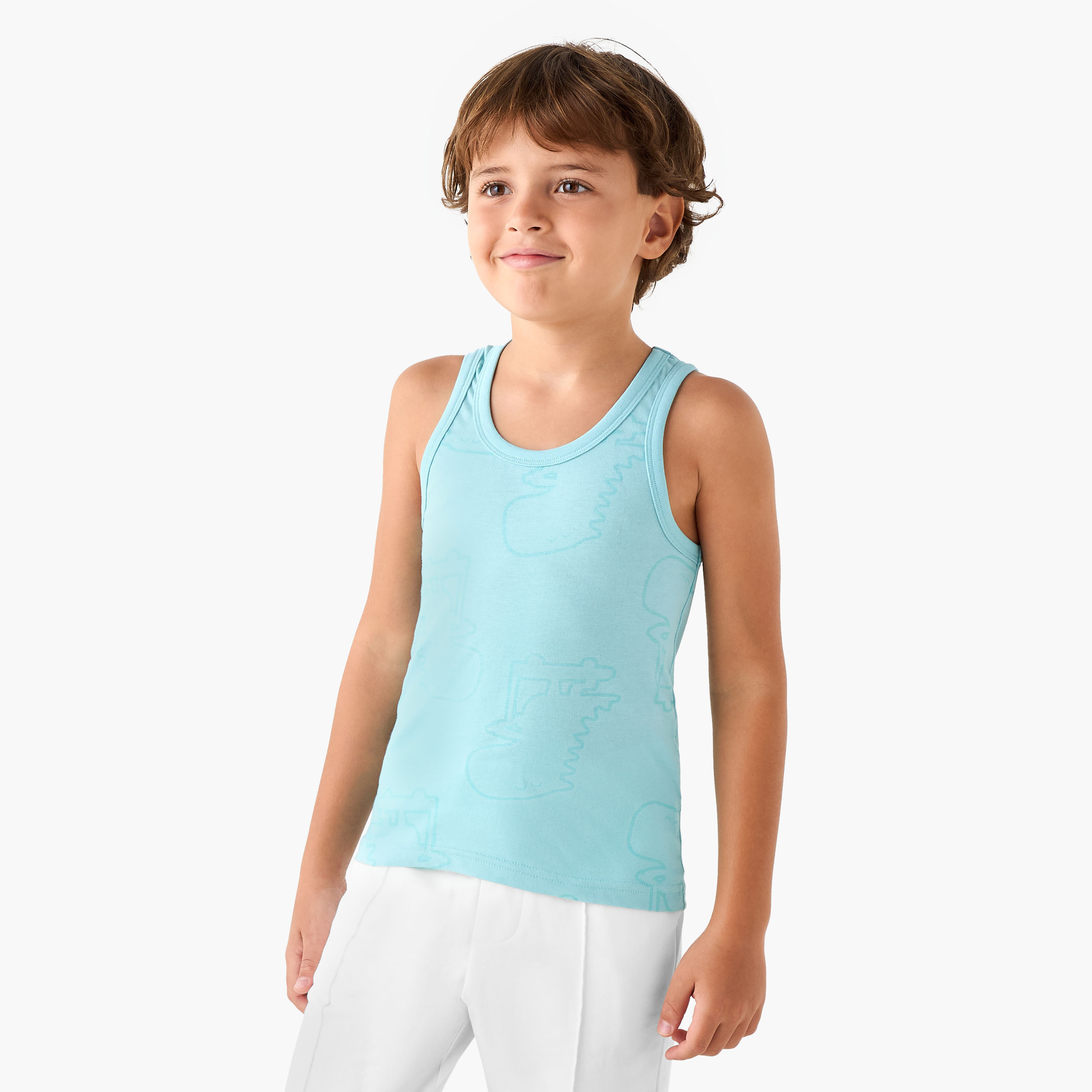 Juniors Dinosaur Print Vest - Set of 7-boys-clothing-innerwear-vests-image-4