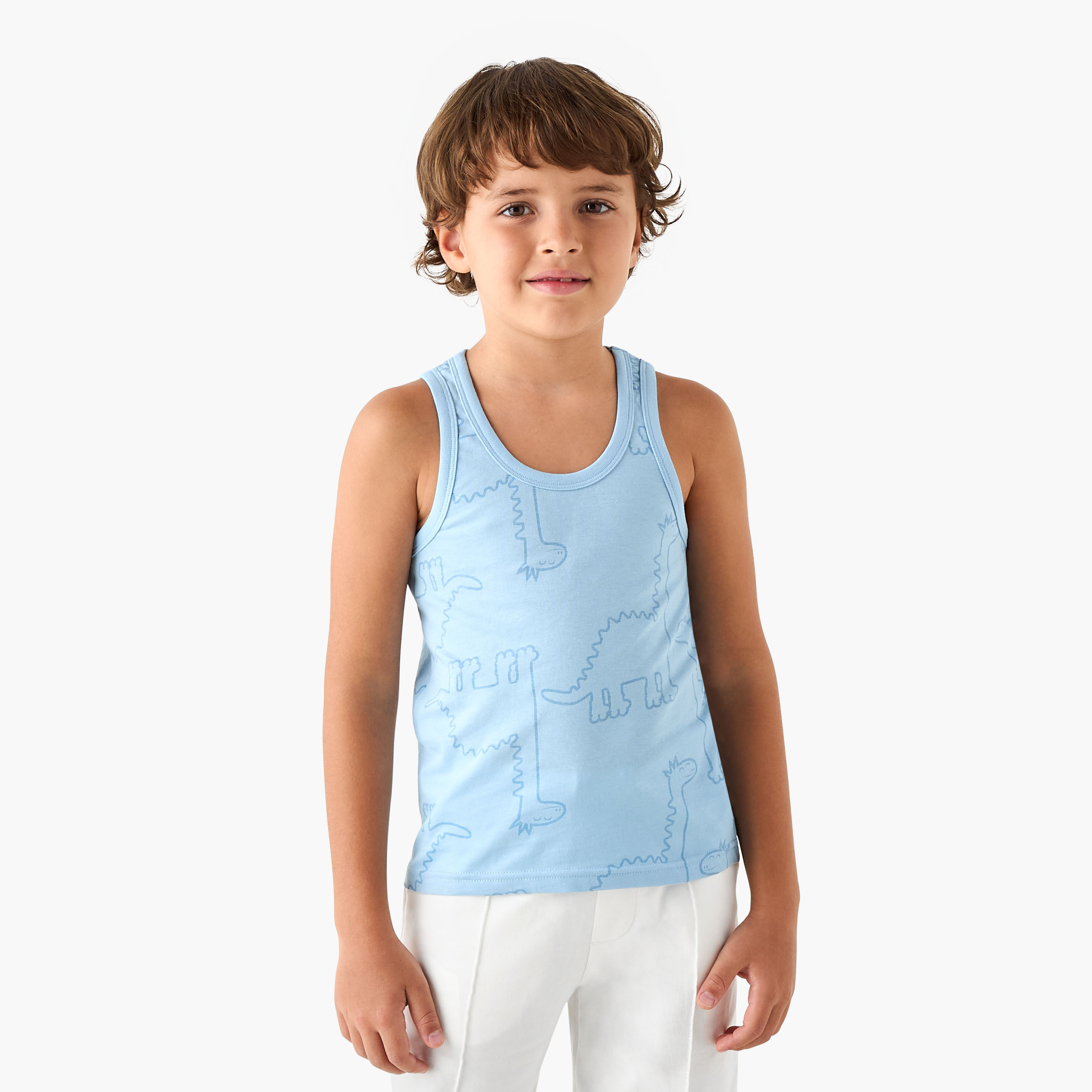 Juniors Dinosaur Print Vest - Set of 7-boys-clothing-innerwear-vests-image-6
