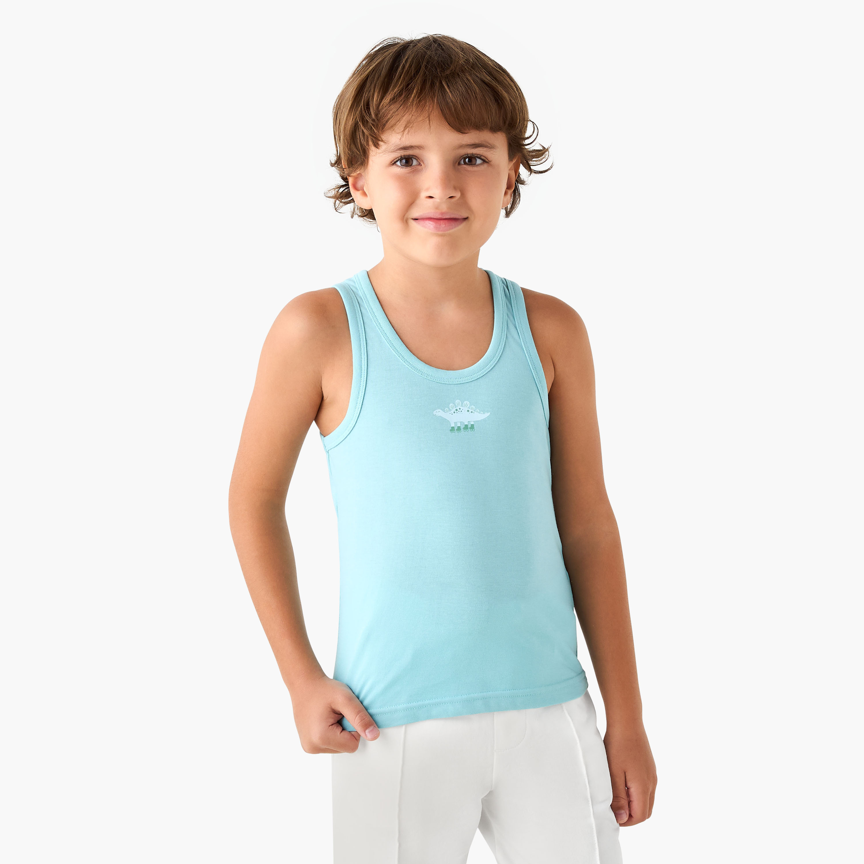 Juniors Dinosaur Print Vest - Set of 7-boys-clothing-innerwear-vests-image-7