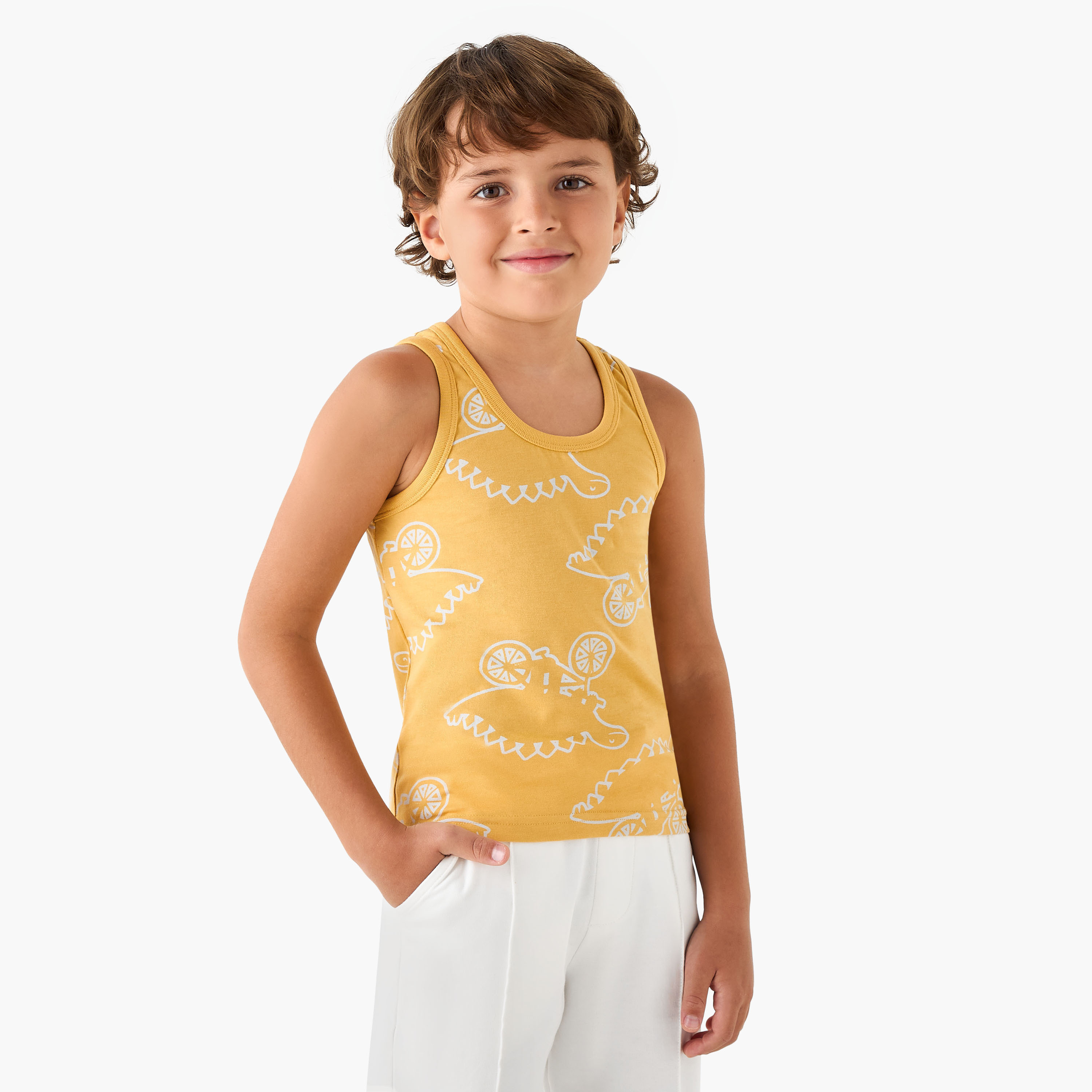 Juniors Dinosaur Print Vest - Set of 7-boys-clothing-innerwear-vests-image-8