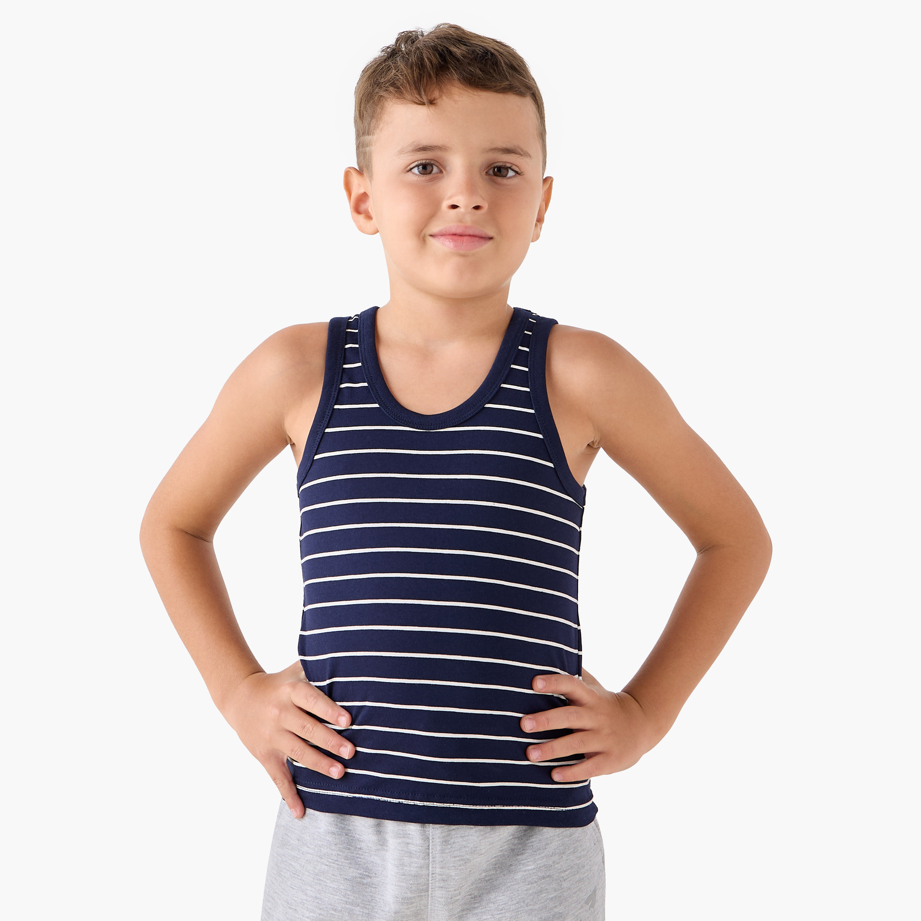 Juniors Boys' Vests with Print - Cotton - Round Neck - 7-Piece Set-boys-clothing-innerwear-vests-image-10
