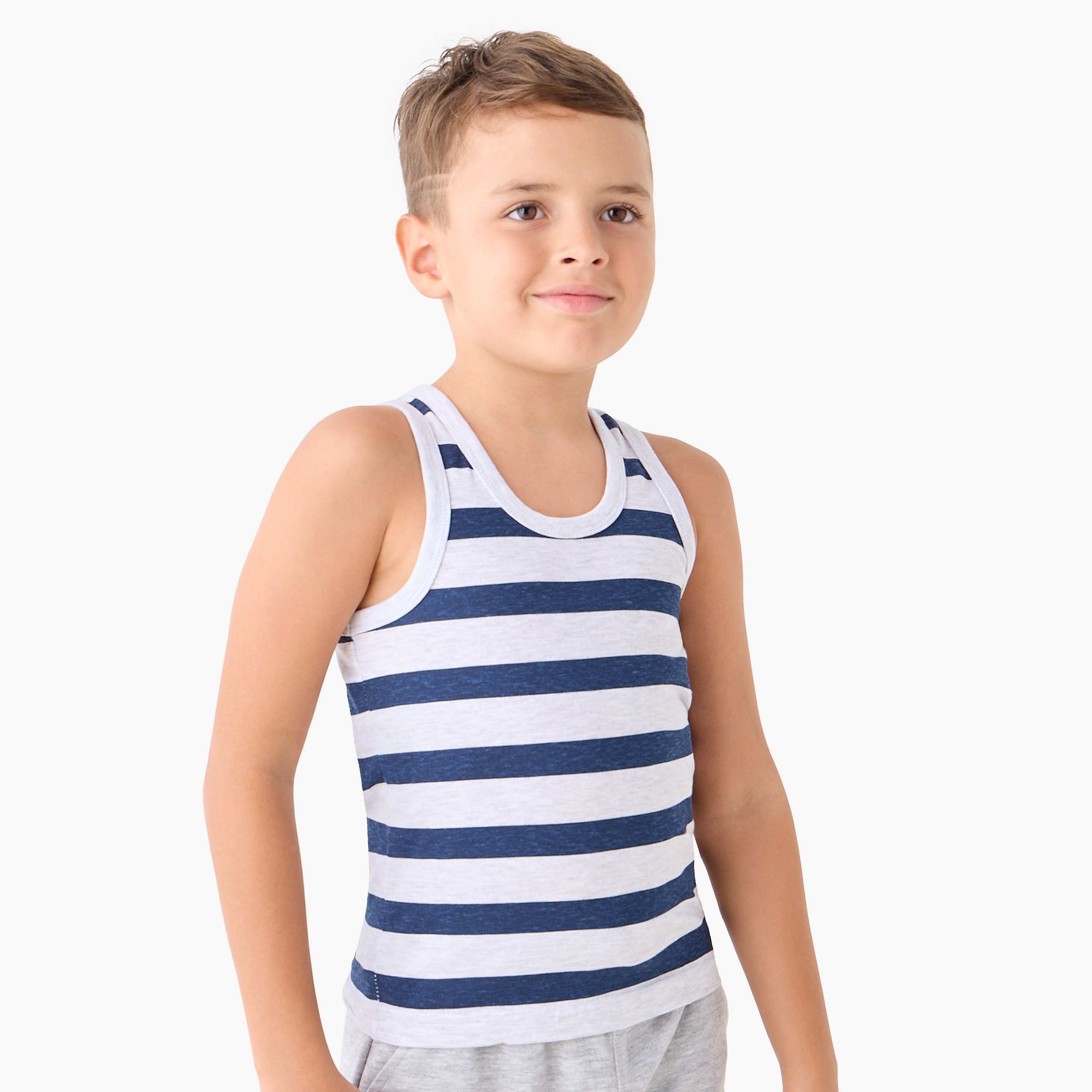 Juniors Boys' Vests with Print - Cotton - Round Neck - 7-Piece Set-boys-clothing-innerwear-vests-image-11