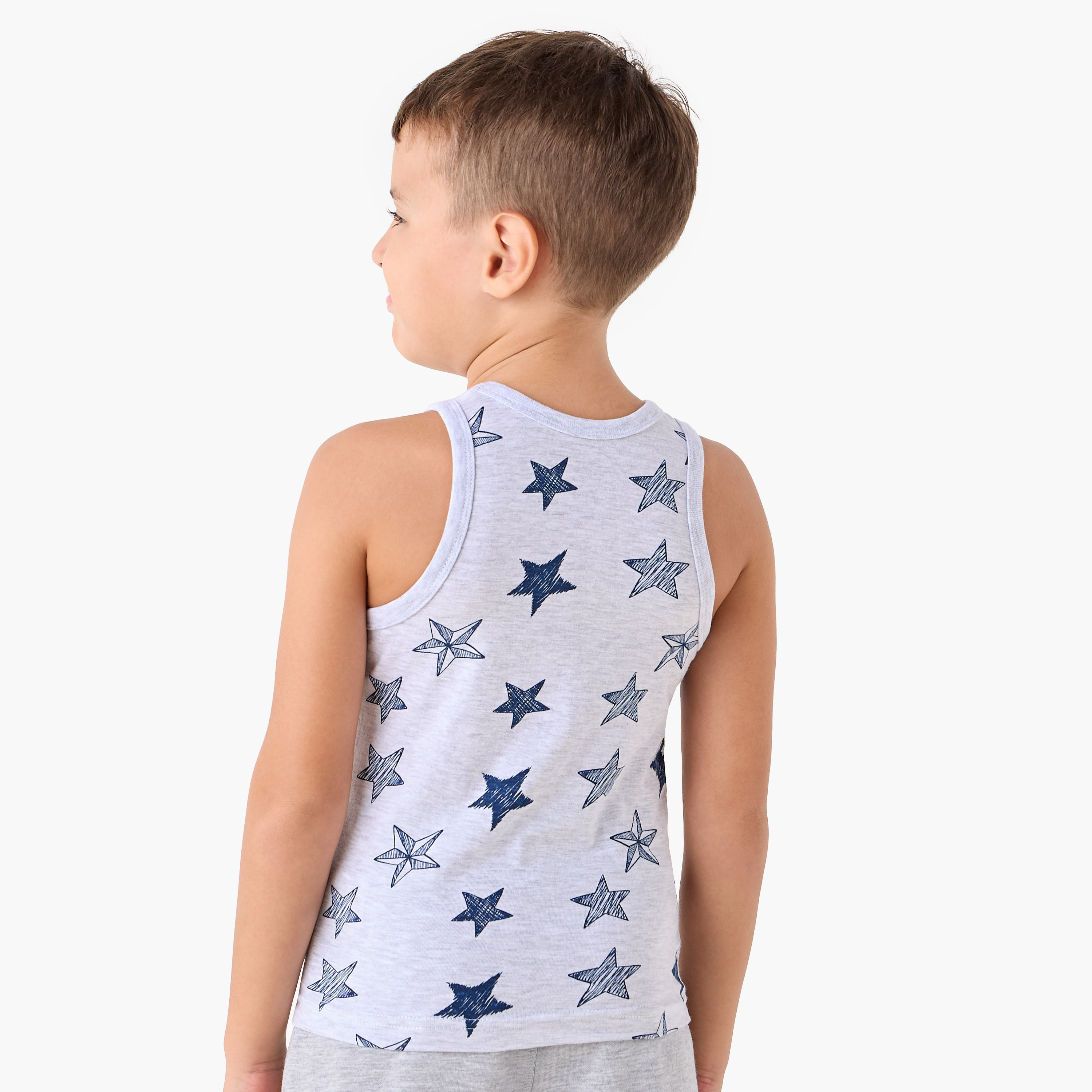 Juniors Boys' Vests with Print - Cotton - Round Neck - 7-Piece Set-boys-clothing-innerwear-vests-image-4