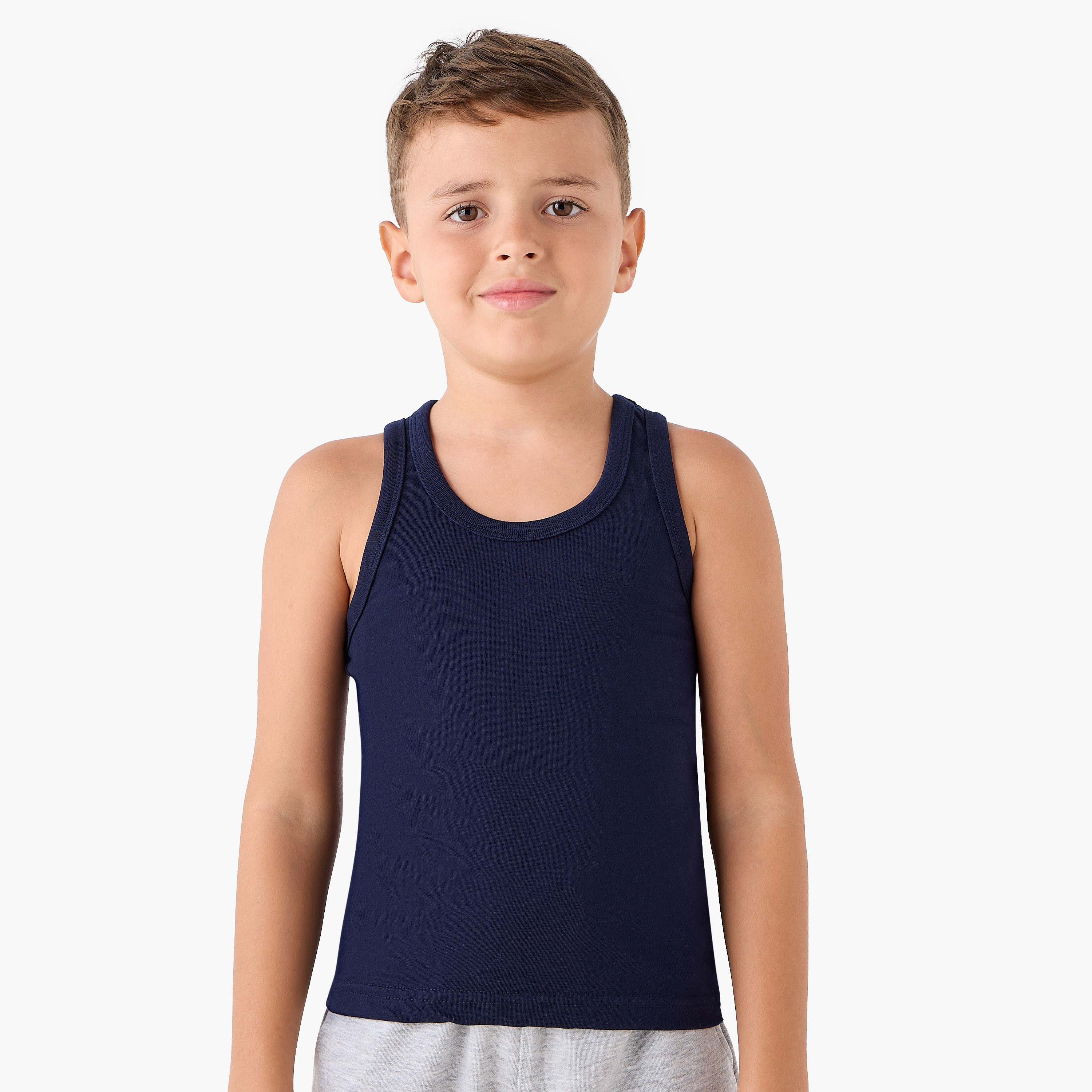 Juniors Boys' Vests with Print - Cotton - Round Neck - 7-Piece Set-boys-clothing-innerwear-vests-image-7