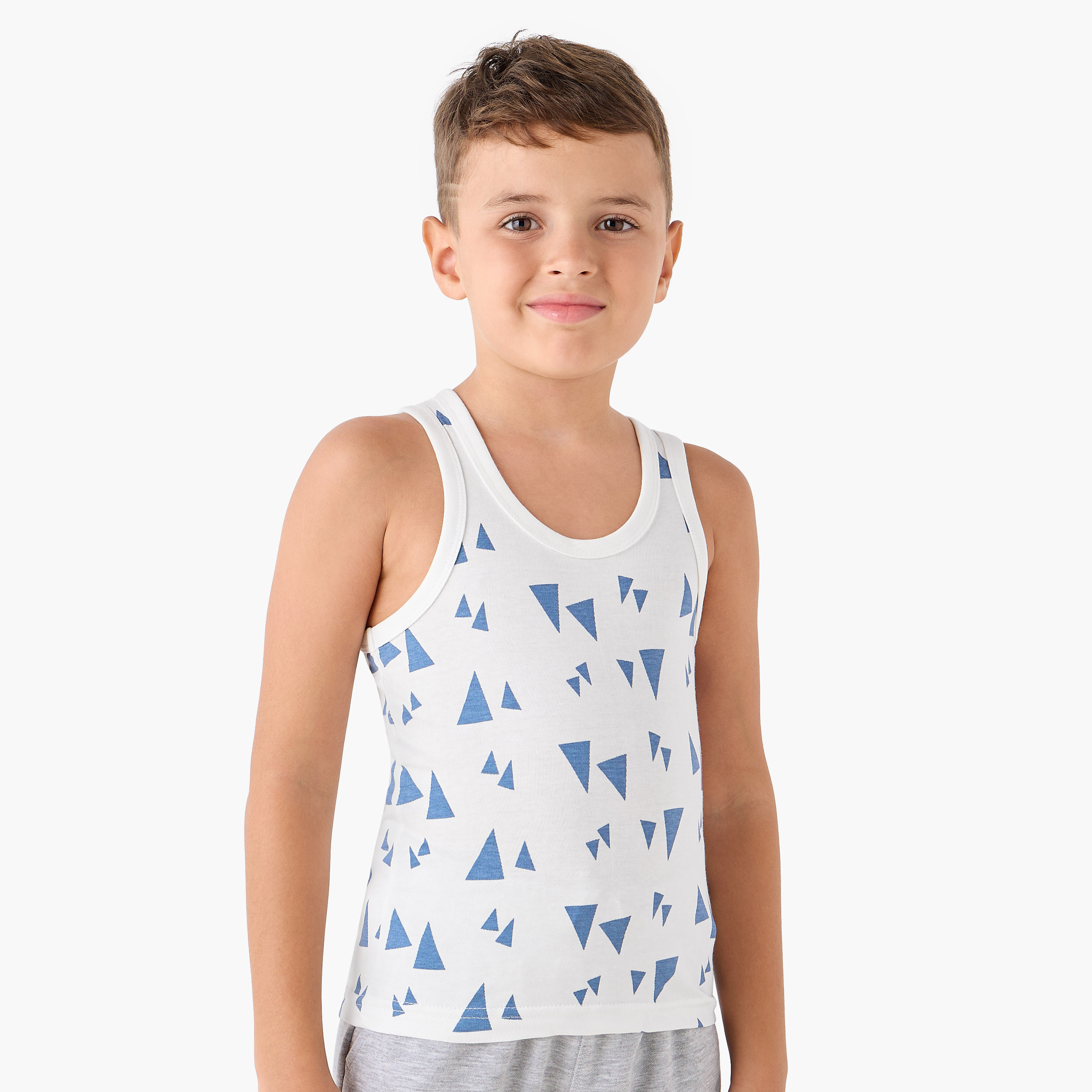 Juniors Boys' Vests with Print - Cotton - Round Neck - 7-Piece Set-boys-clothing-innerwear-vests-image-8