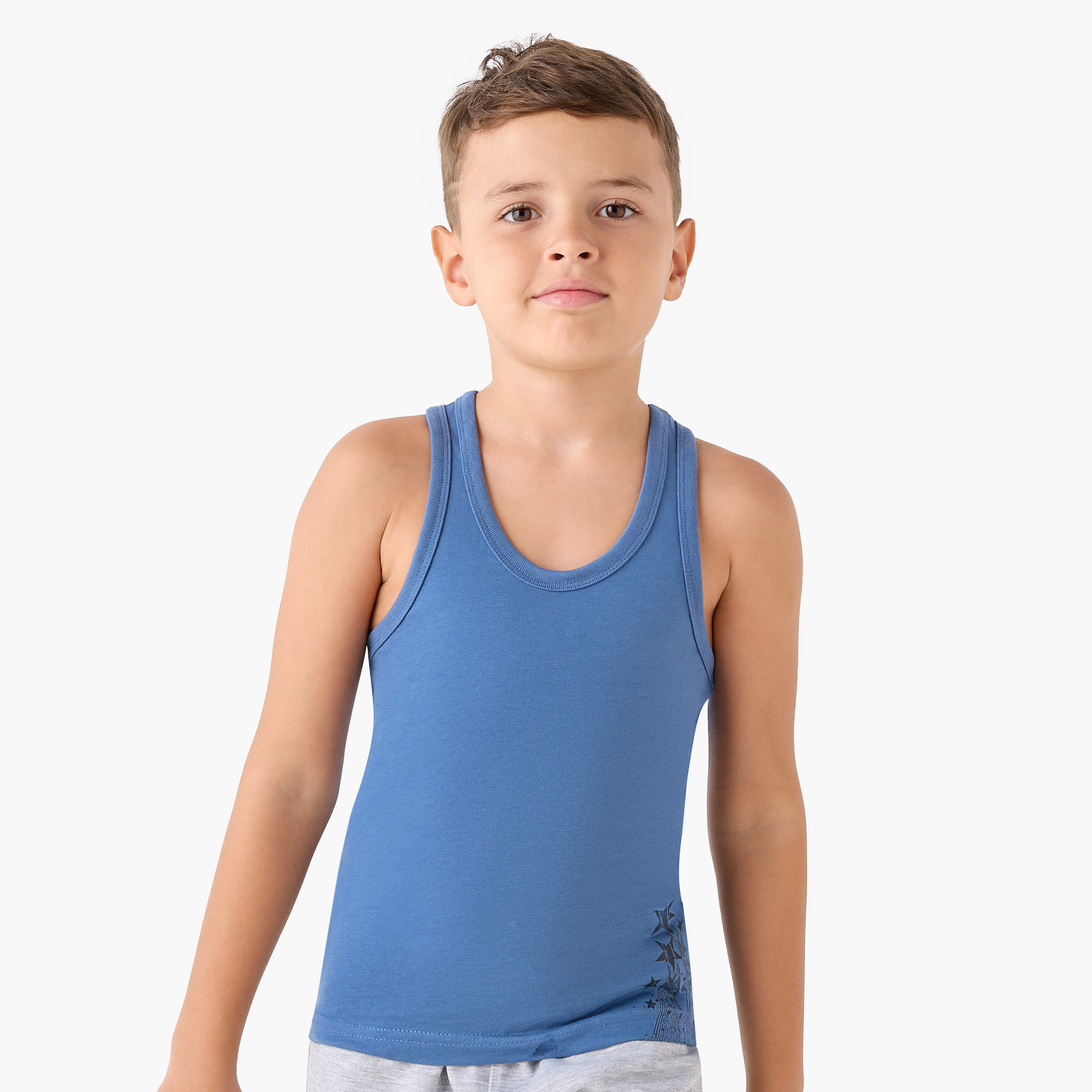 Juniors Boys' Vests with Print - Cotton - Round Neck - 7-Piece Set-boys-clothing-innerwear-vests-image-9