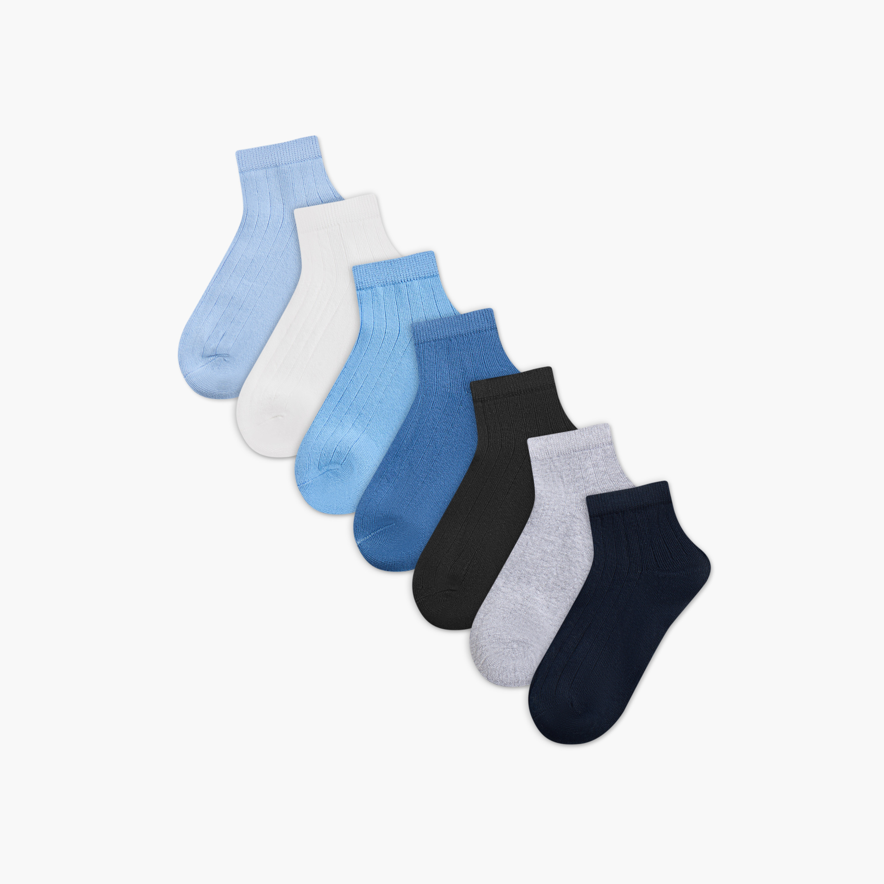 Juniors Solid Ankle Length Socks - Set of 7-baby-boys-accessories-socks-image-1