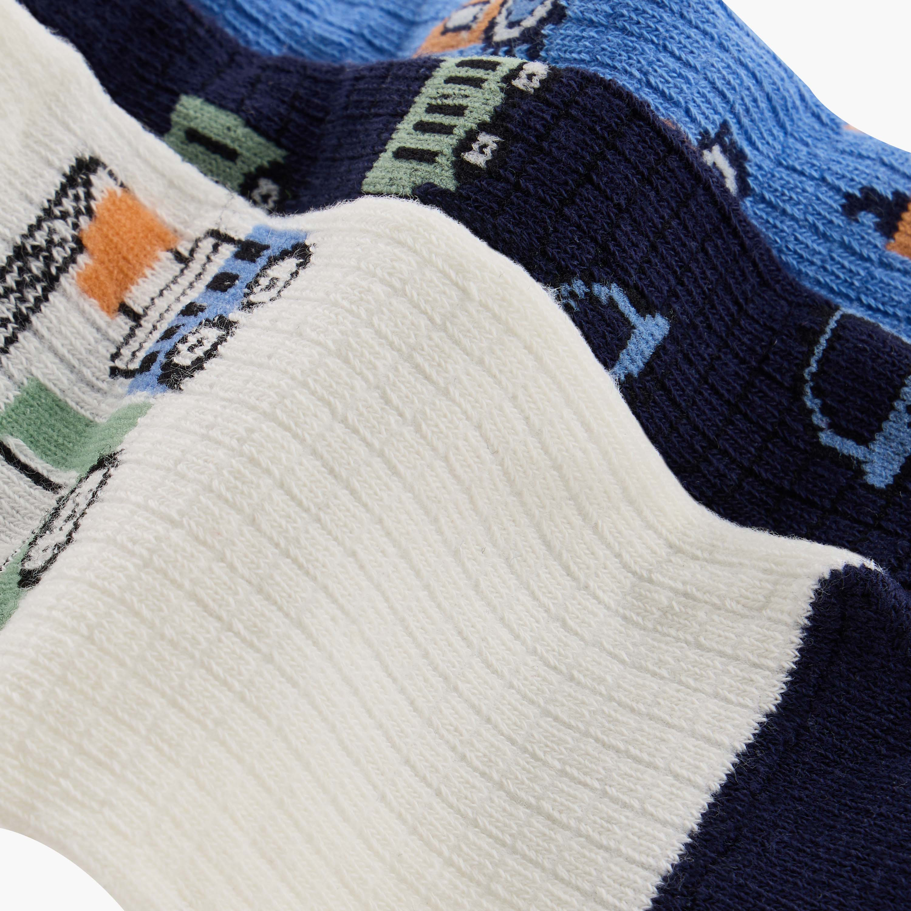 Juniors Vehicle Print Ankle Length Socks - Set of 3-baby-boys-accessories-socks-image-4