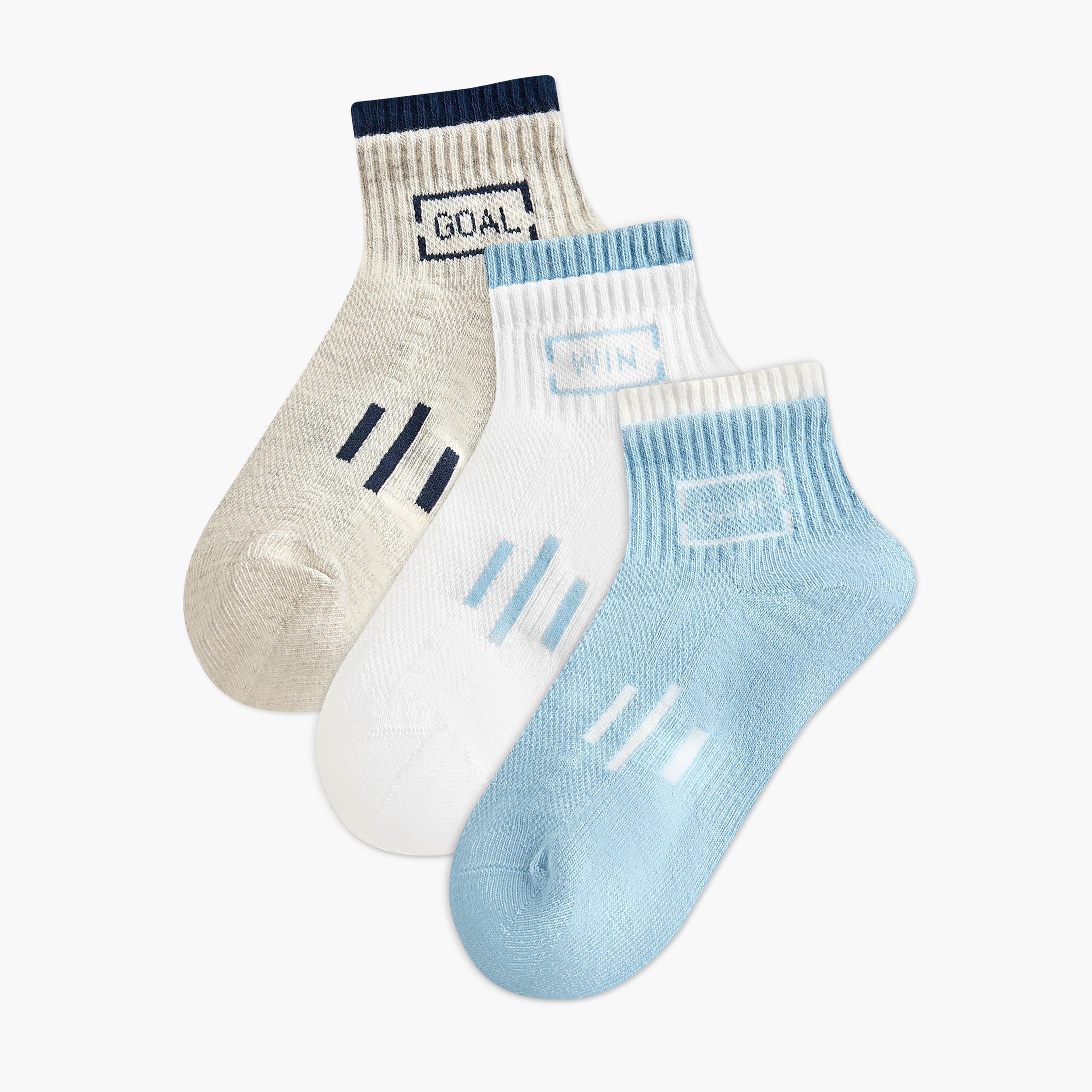 Pack of 3 Juniors Boys Socks with Text Print-baby-boys-accessories-socks-image-1
