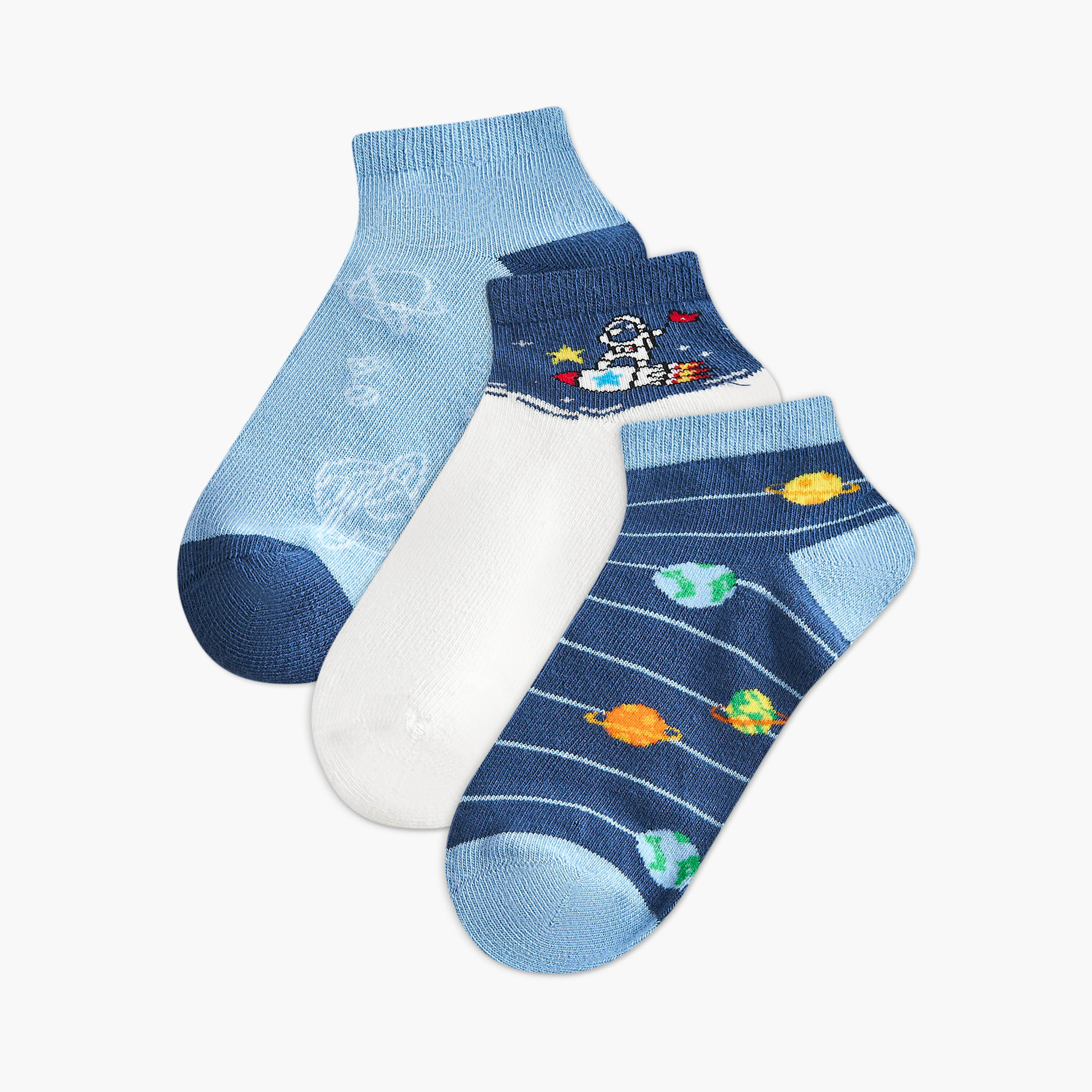 Pack of 3 Juniors Boys Socks with Space Print-baby-boys-accessories-socks-image-1