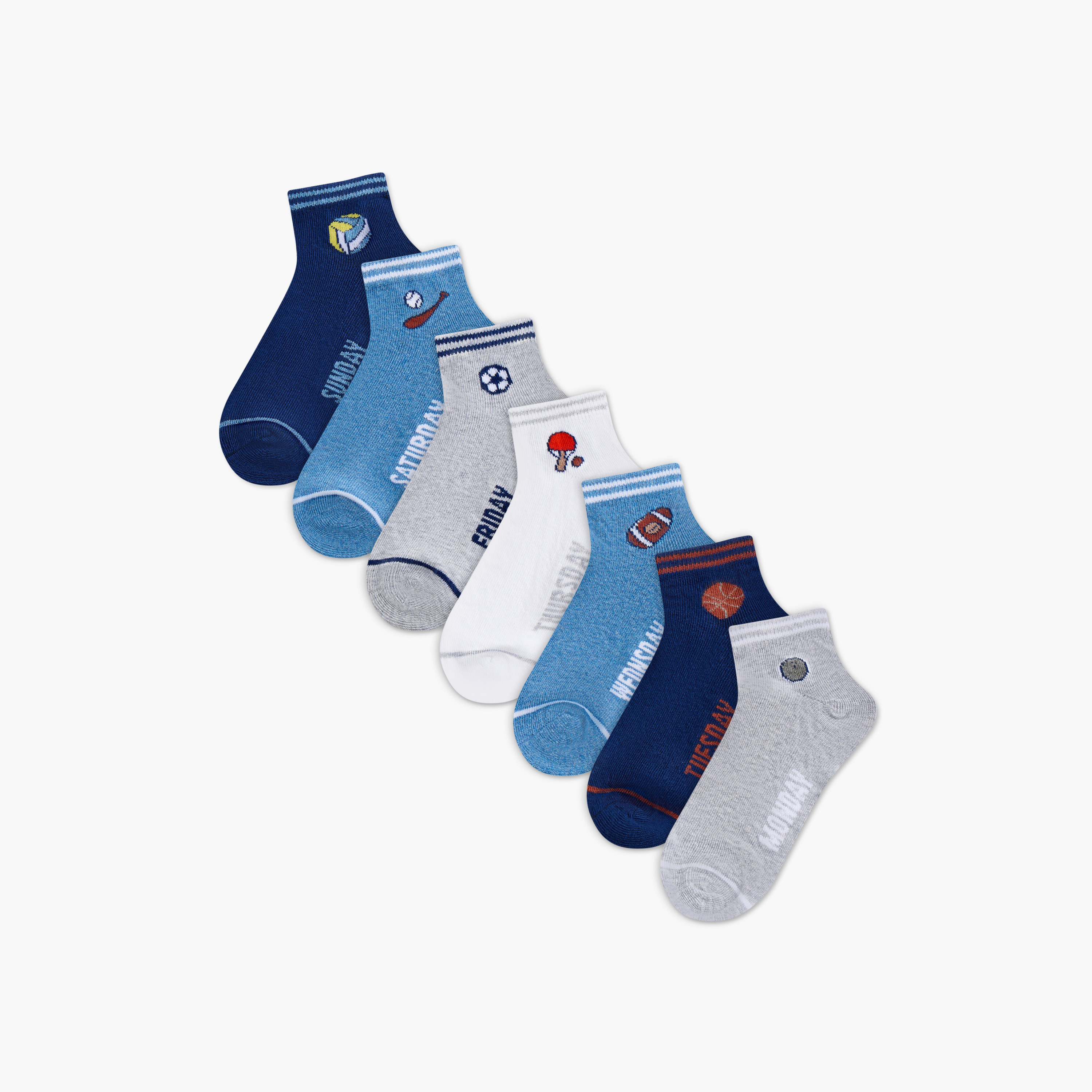 Juniors Assorted Ankle Length Socks - Set of 7-baby-boys-accessories-socks-image-1