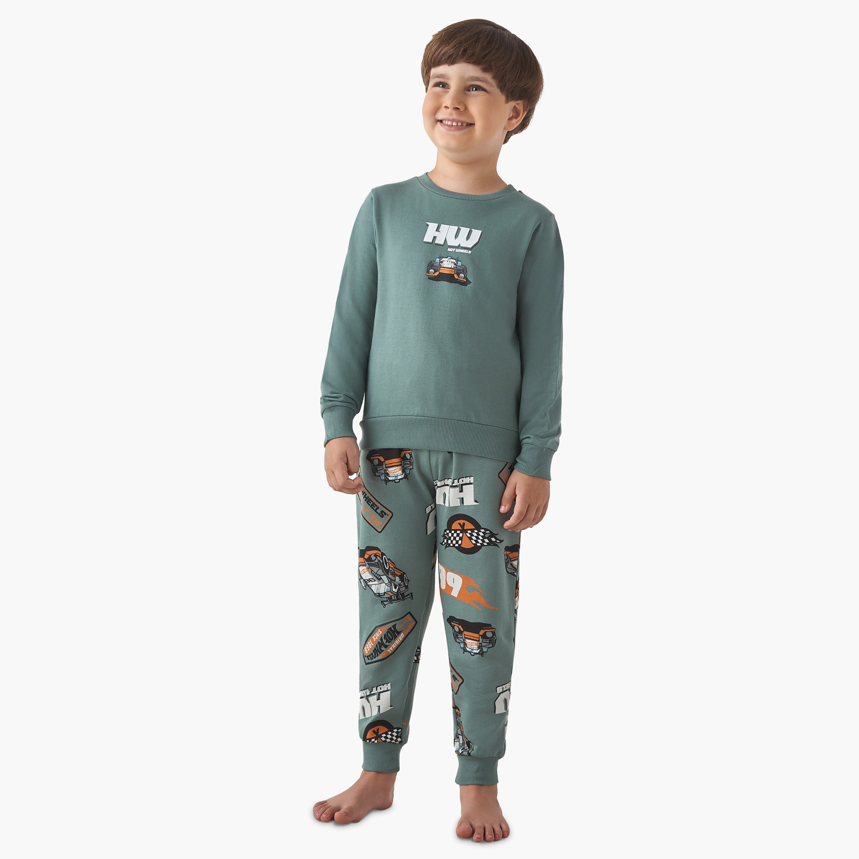 Boys Pyjama Set with Hot Wheels Print - Cotton - Long Sleeves - Crew Neck-boys-clothing-nightwear-image-1
