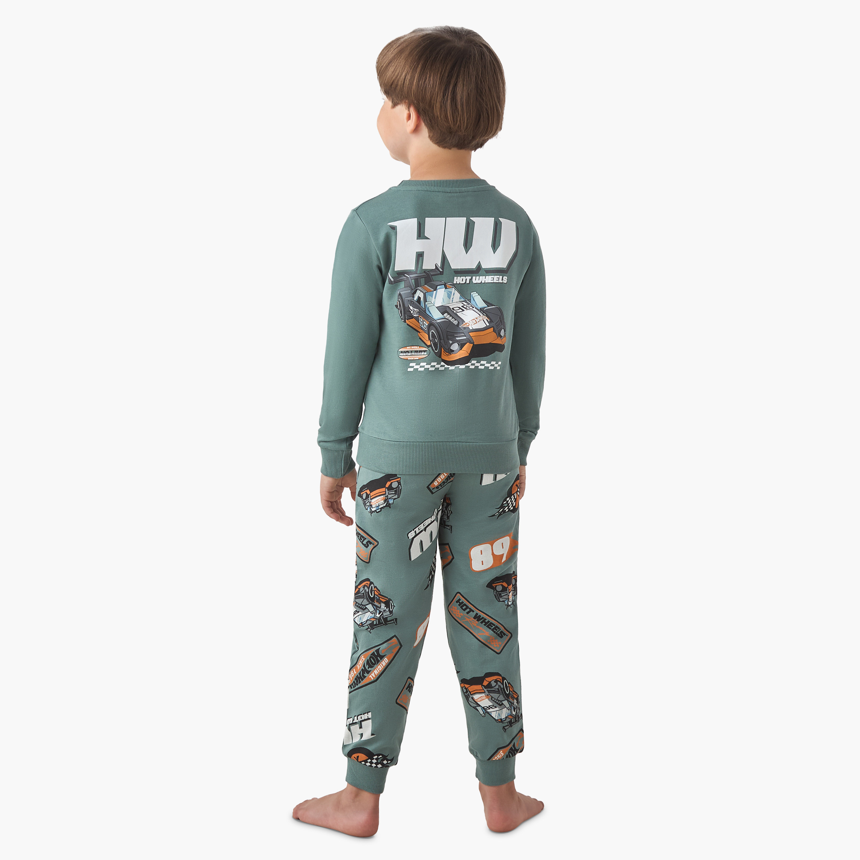 Boys Pyjama Set with Hot Wheels Print - Cotton - Long Sleeves - Crew Neck-boys-clothing-nightwear-image-4
