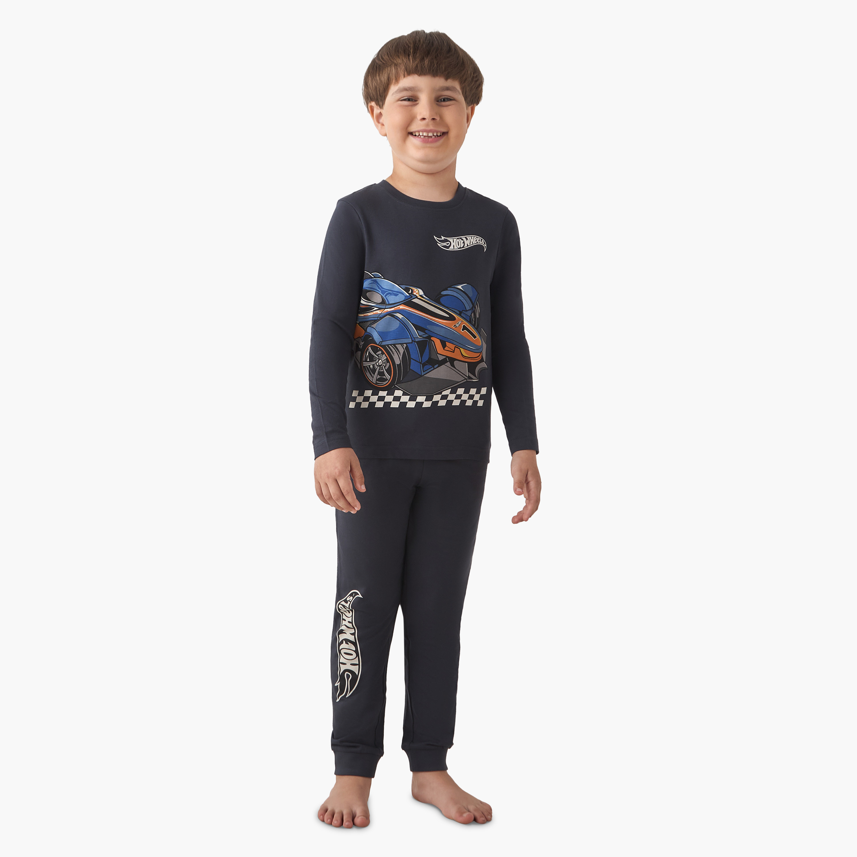 Boys Pyjama Set with Hot Wheels Print Long Sleeves Crew Neck - Set of 2-boys-clothing-nightwear-image-8