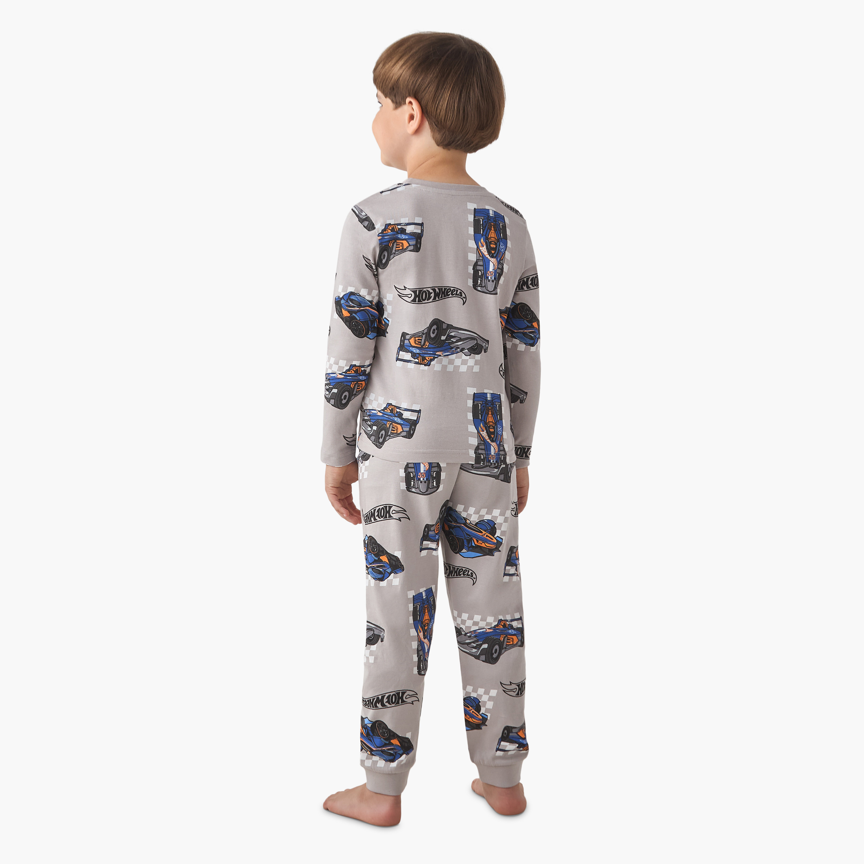 Boys Pyjama Set with Hot Wheels Print Long Sleeves Crew Neck - Set of 2-boys-clothing-nightwear-image-9