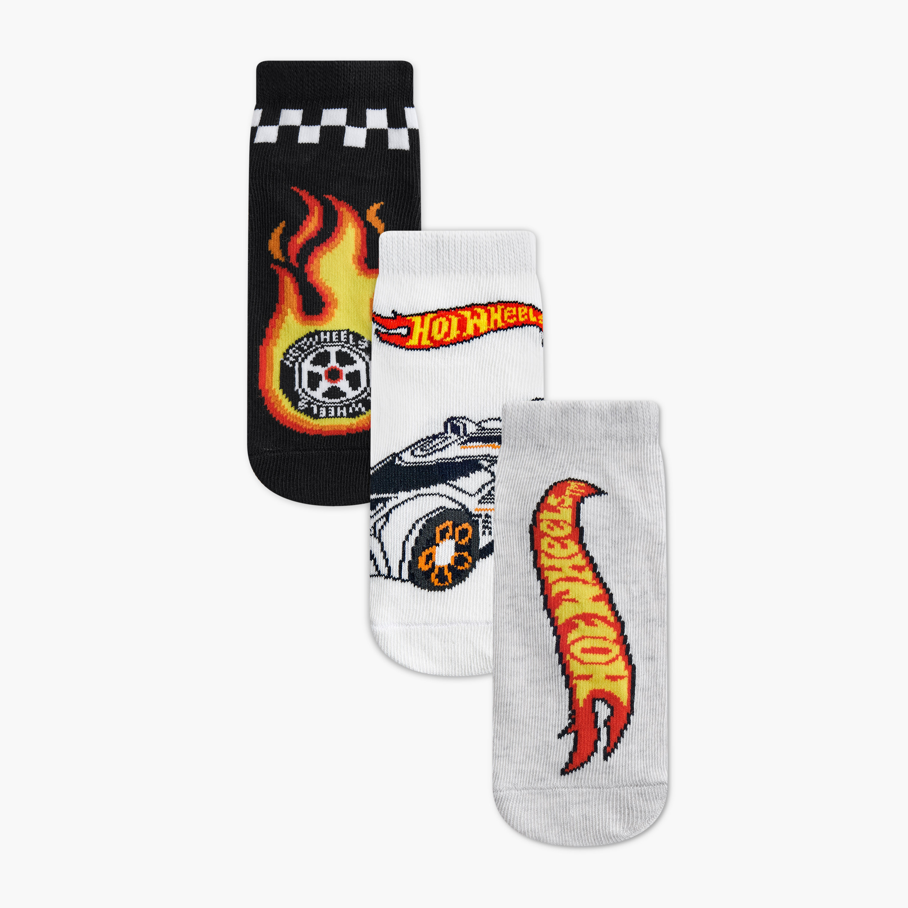 Boys Socks with Hot Wheels Print - Set of 3-baby-boys-accessories-socks-image-1