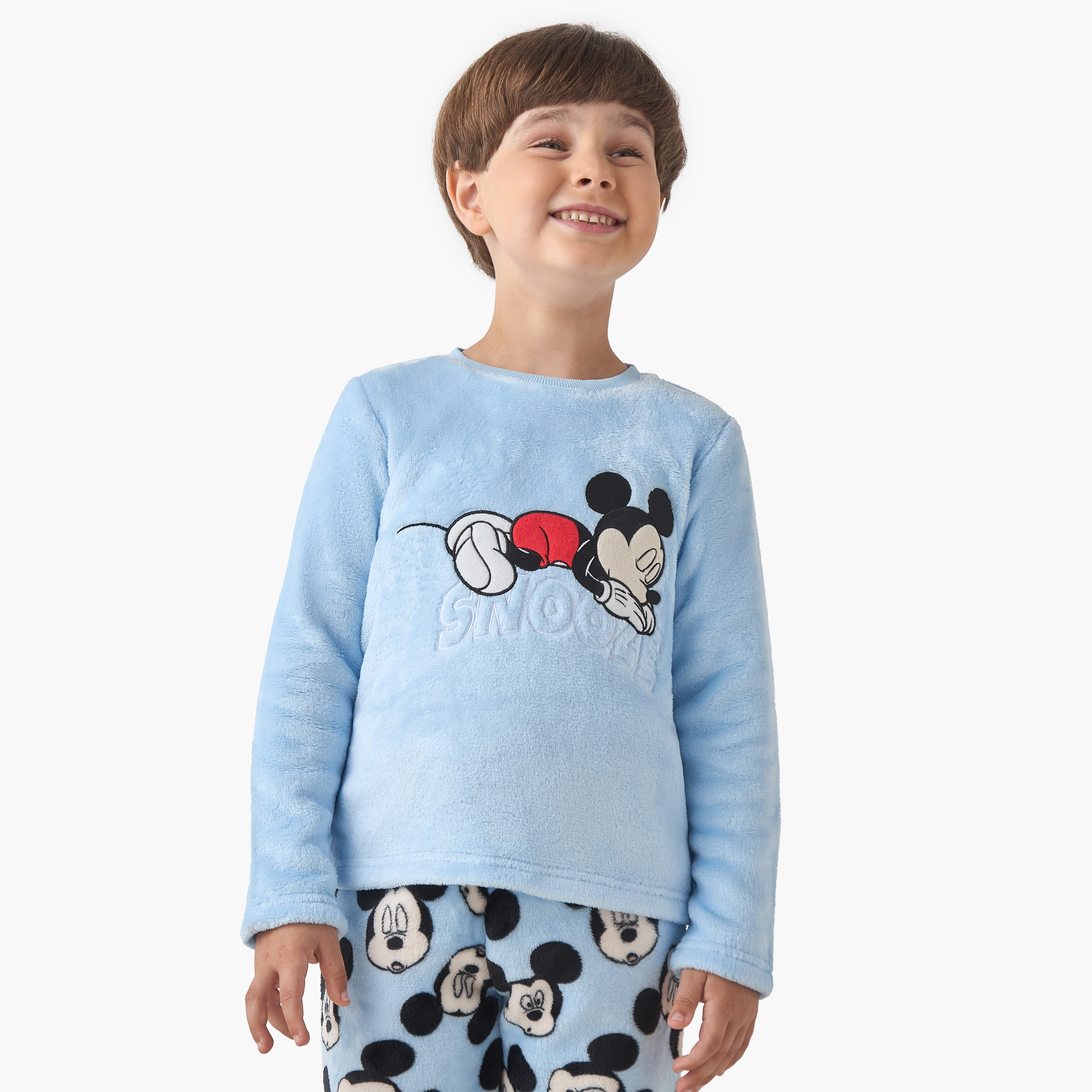 Disney Boys Pyjama Set with Mickey Mouse Applique - Polyester - Long Sleeves - Crew Neck-boys-clothing-nightwear-image-2