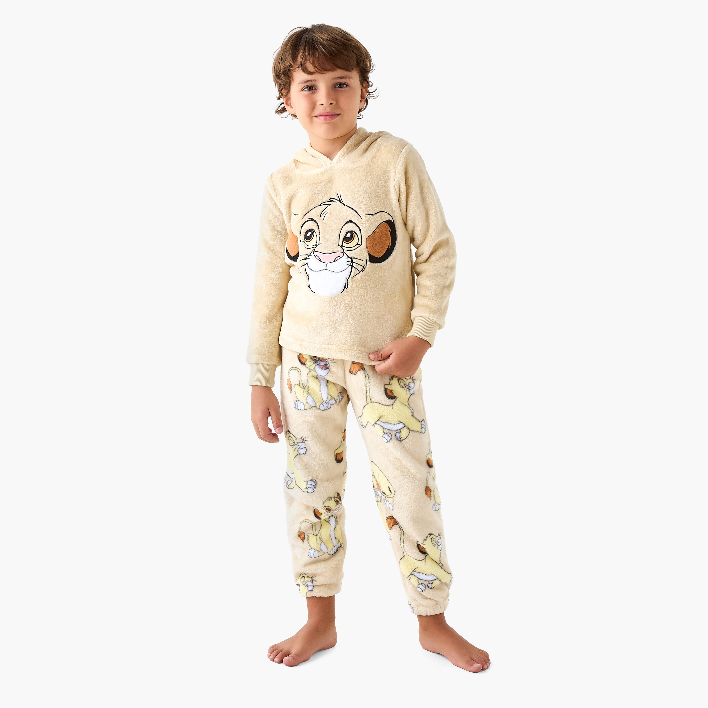 Disney Simba Embroidered Hooded Sweatshirt and Pyjama Set-boys-clothing-nightwear-image-1