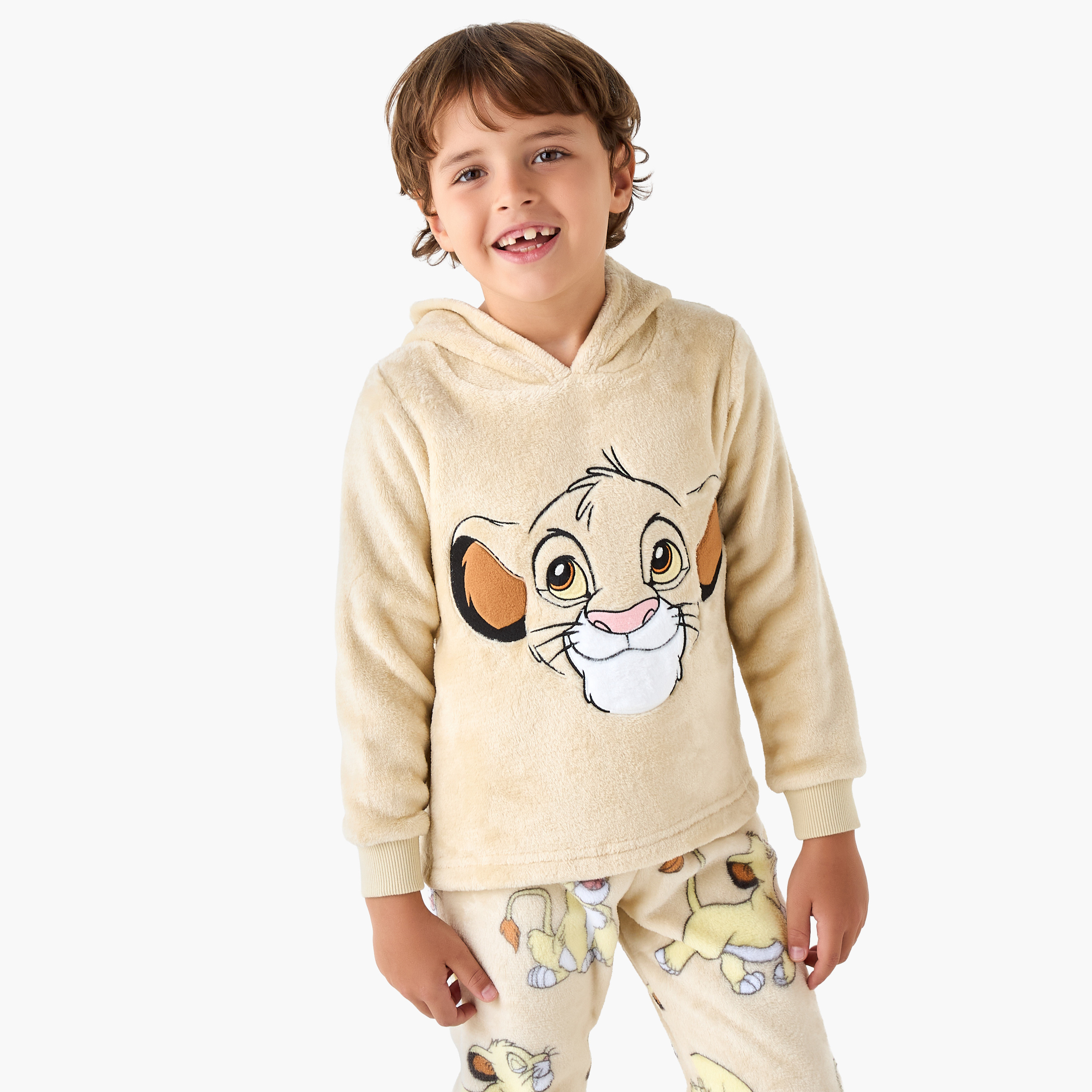Disney Simba Embroidered Hooded Sweatshirt and Pyjama Set-boys-clothing-nightwear-image-2