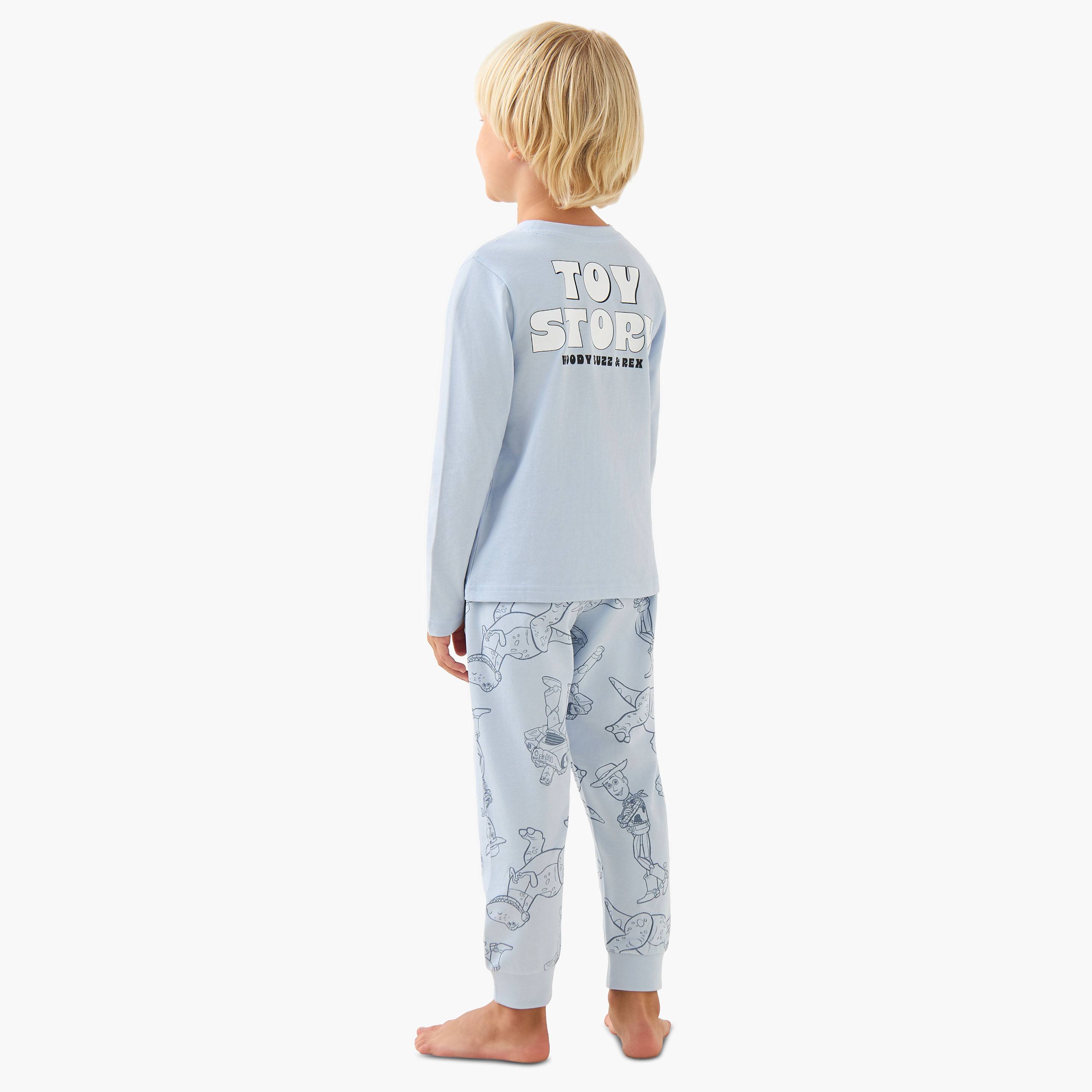 طقم بيجاما قطن بياقة ضيقة وأكمام طويلة بطبعات توي ستوري من ديزني-boys-clothing-nightwear-image-5