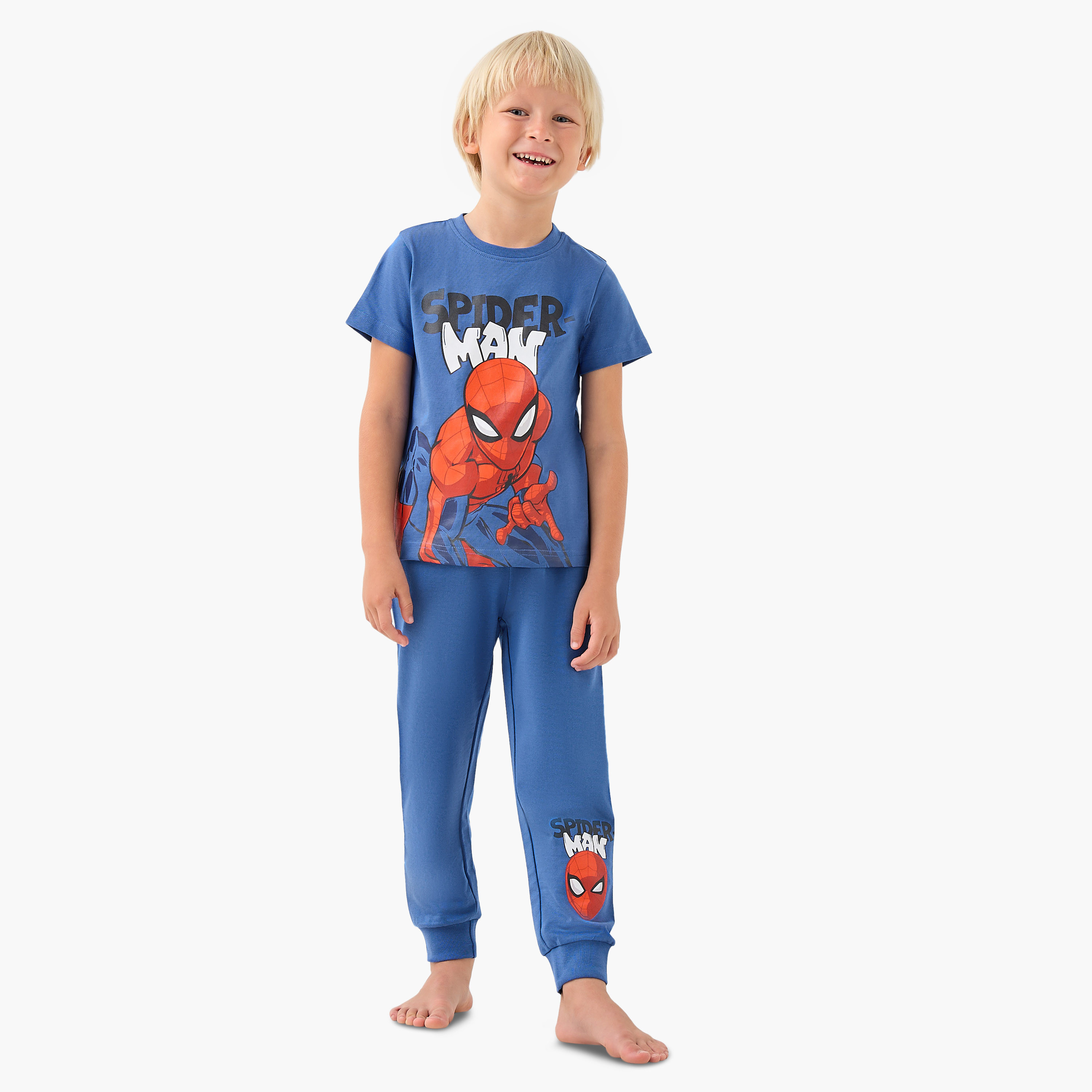Boys T-shirt and Pyjama Set with Spider-Man Print - Cotton - Short Sleeves - Crew Neck-boys-clothing-nightwear-image-1