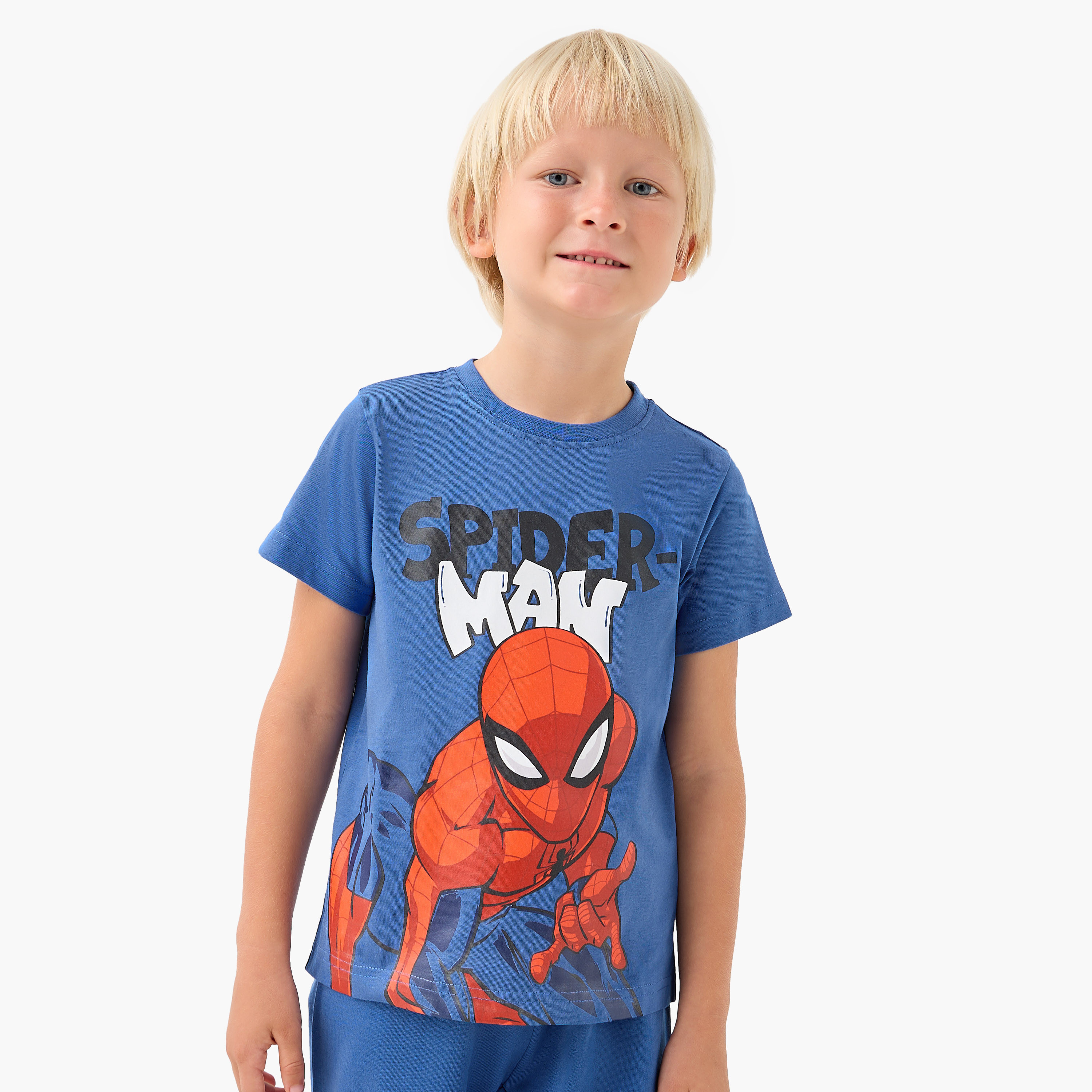 Boys T-shirt and Pyjama Set with Spider-Man Print - Cotton - Short Sleeves - Crew Neck-boys-clothing-nightwear-image-2