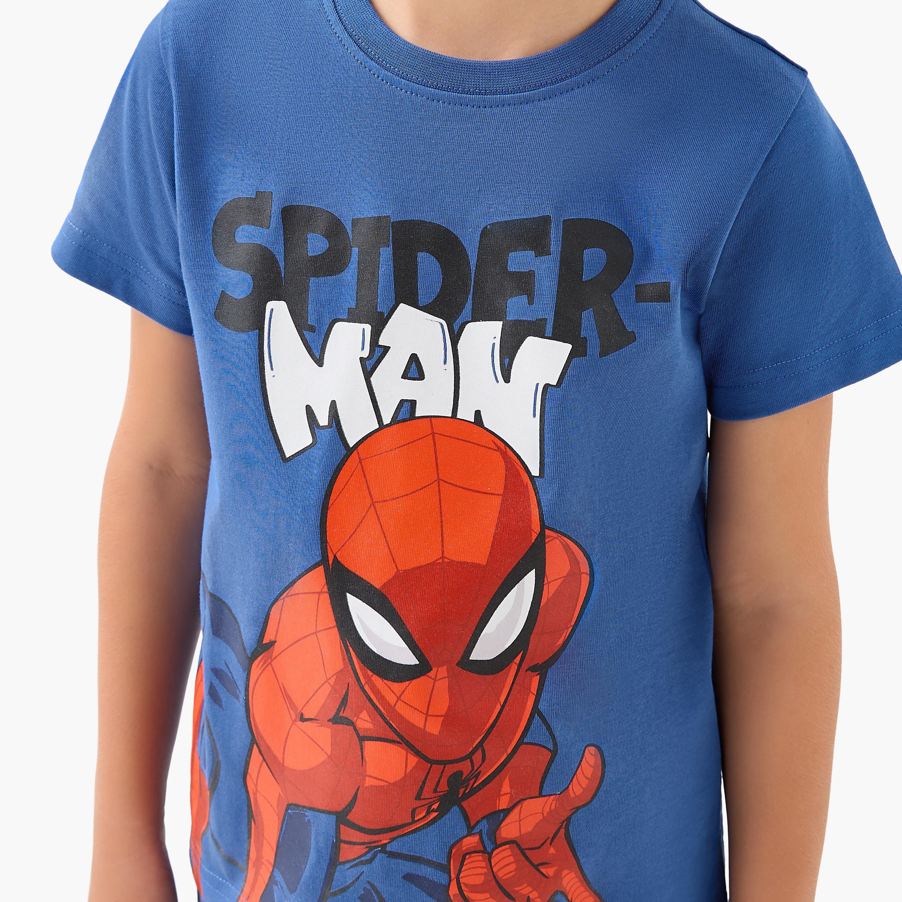 Boys T-shirt and Pyjama Set with Spider-Man Print - Cotton - Short Sleeves - Crew Neck-boys-clothing-nightwear-image-5