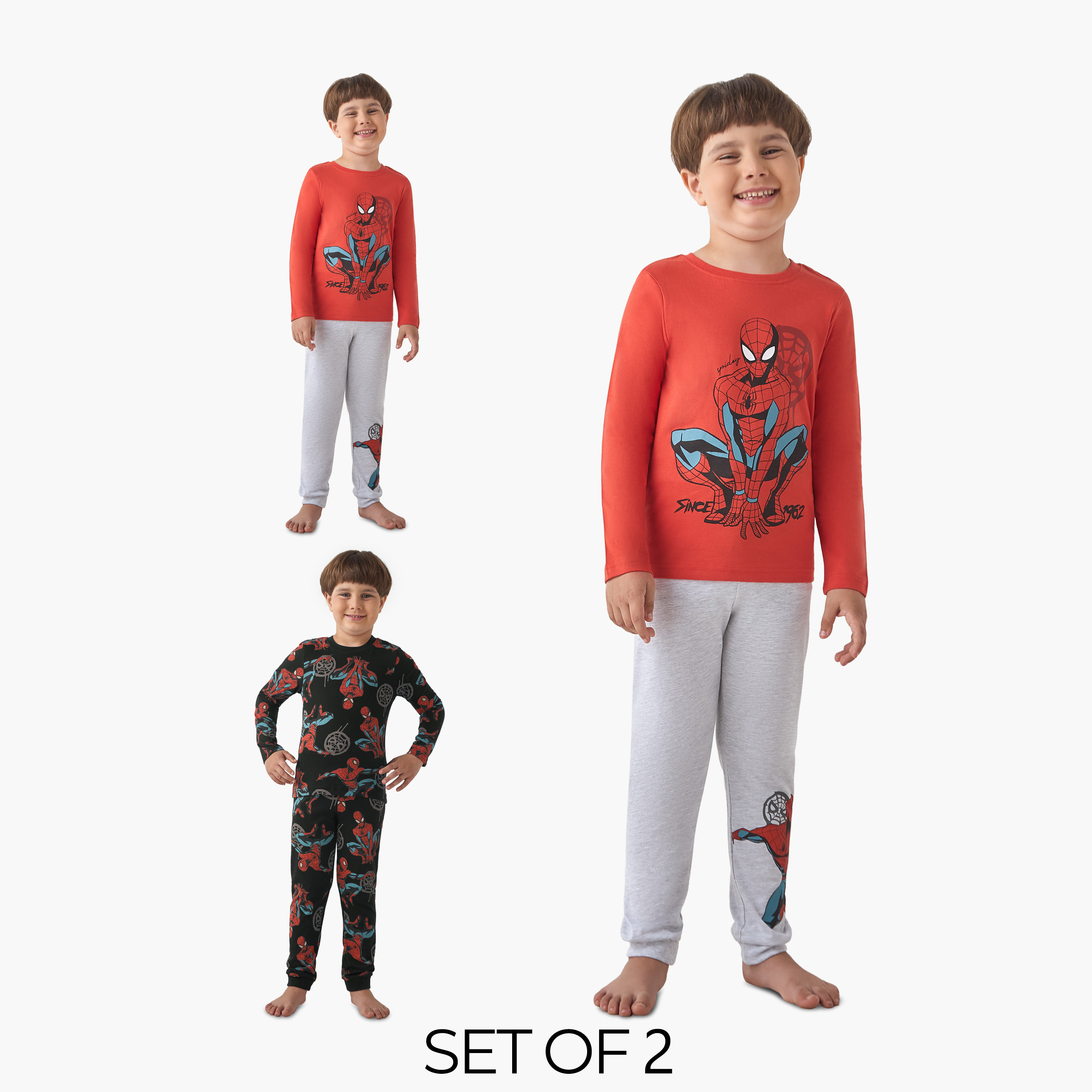 Boys T-shirt and Pyjamas with Spider-Man Print - Cotton - Long Sleeves - Set of 2-boys-clothing-nightwear-image-1