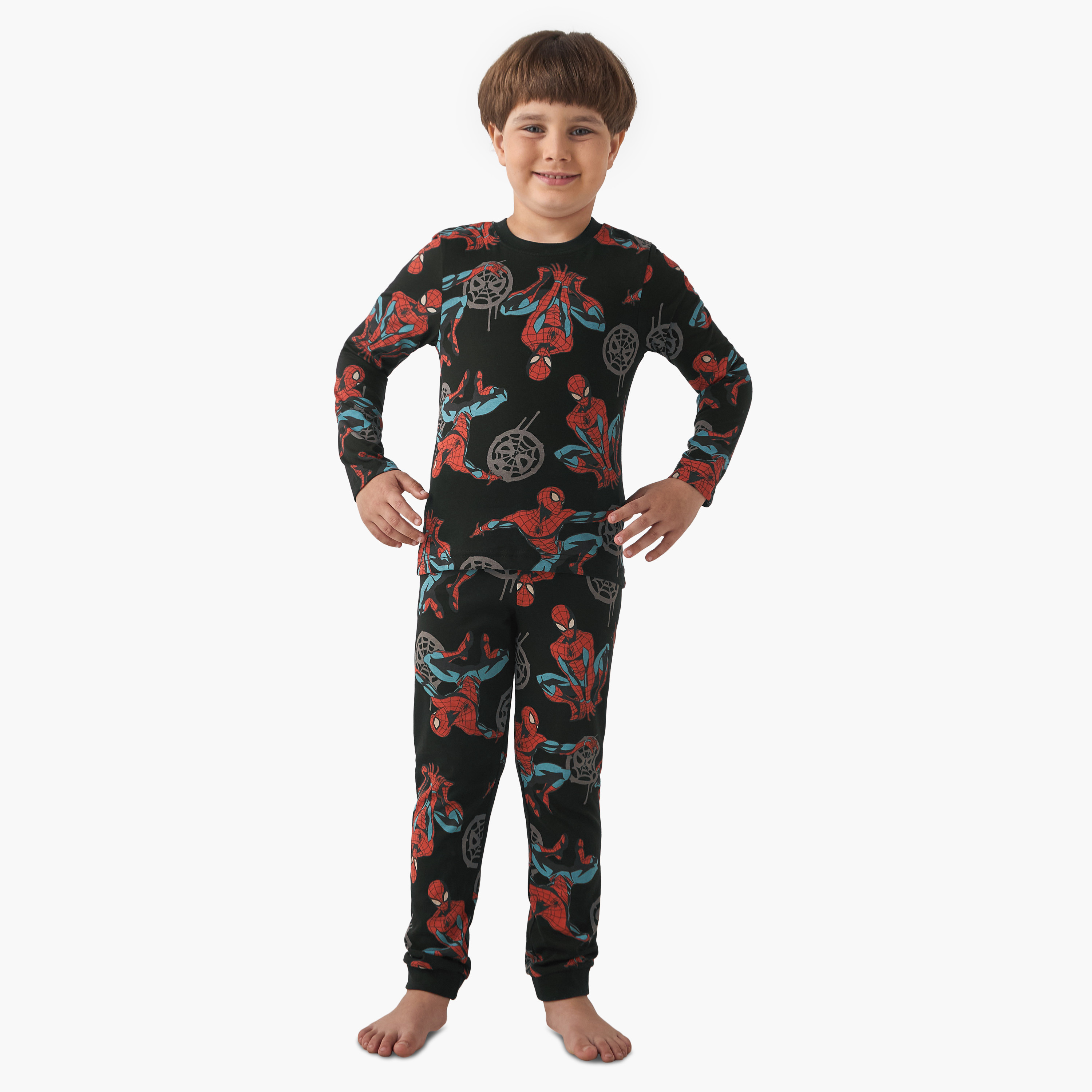 Boys T-shirt and Pyjamas with Spider-Man Print - Cotton - Long Sleeves - Set of 2-boys-clothing-nightwear-image-2