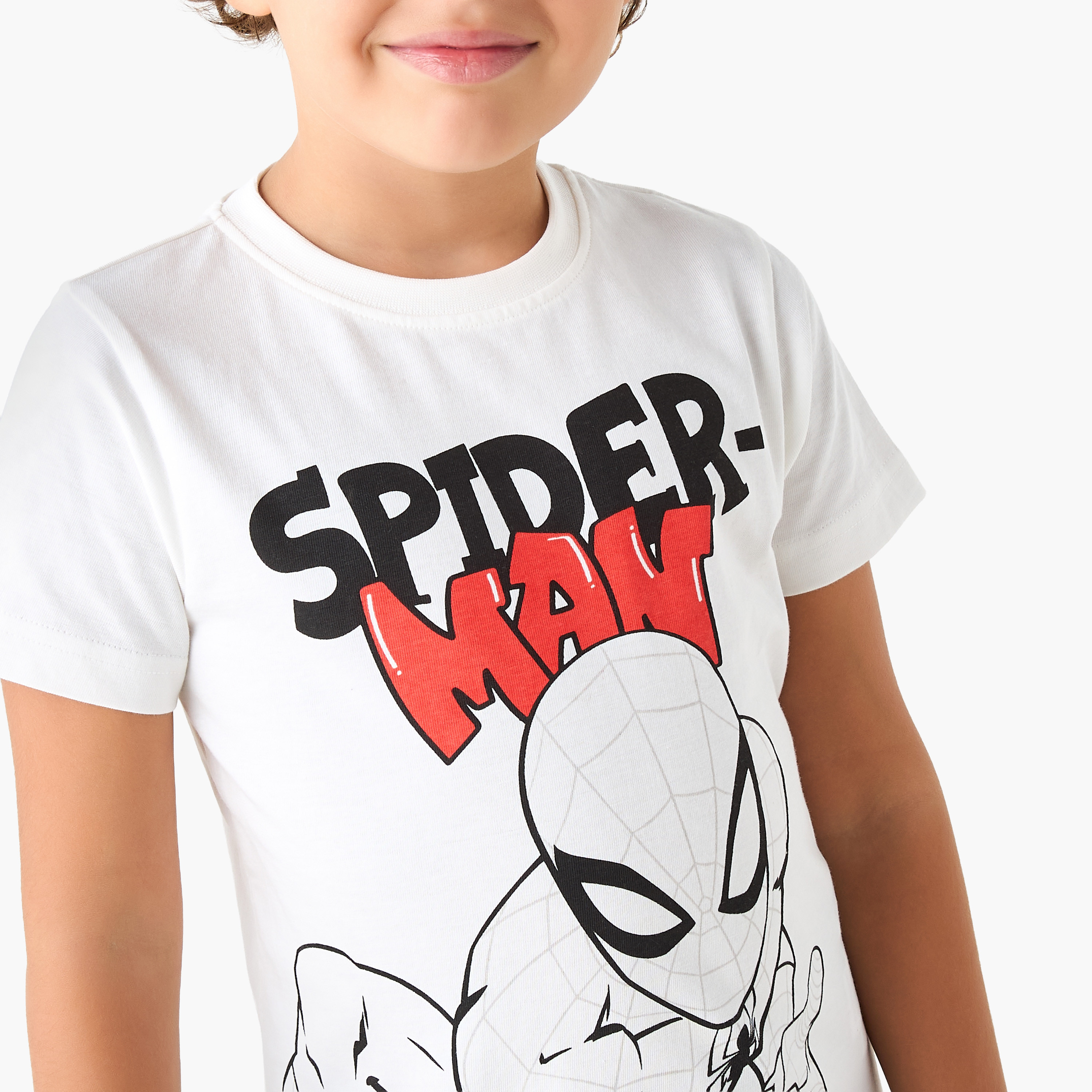 Spider-Man Print T-shirt and Pyjama Set-boys-clothing-nightwear-image-5