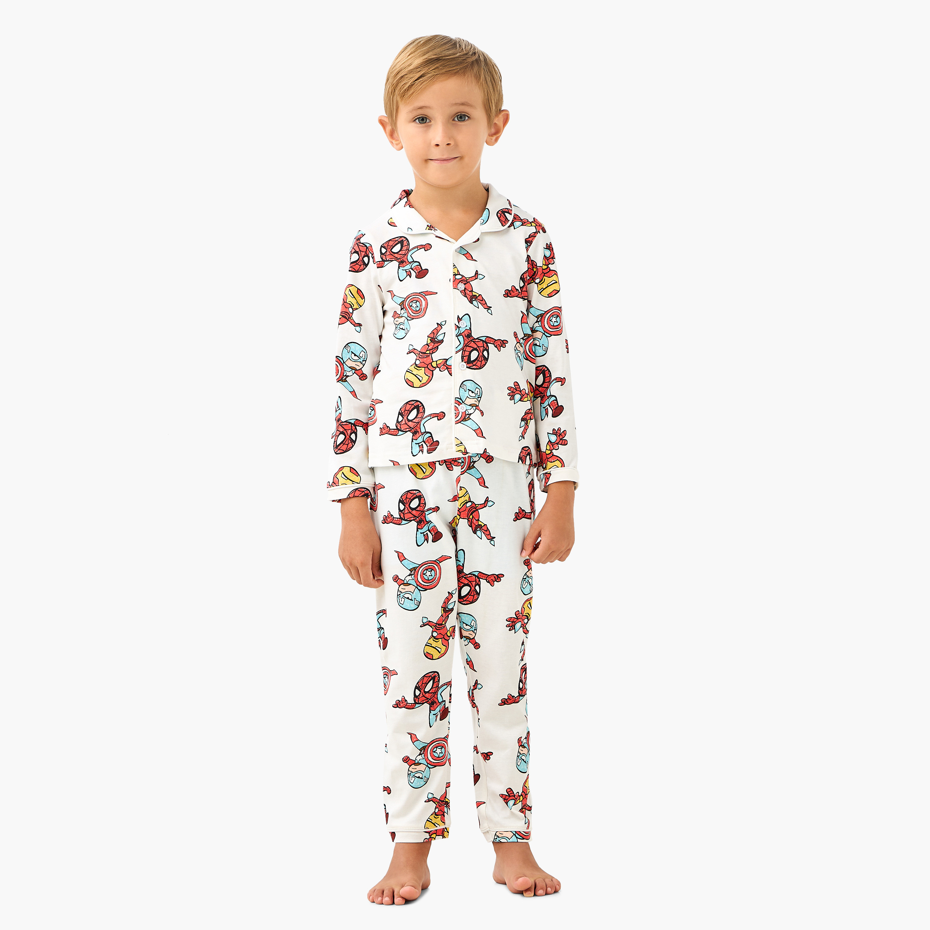 Avengers Print Shirt and Pyjama Set-boys-clothing-nightwear-image-1