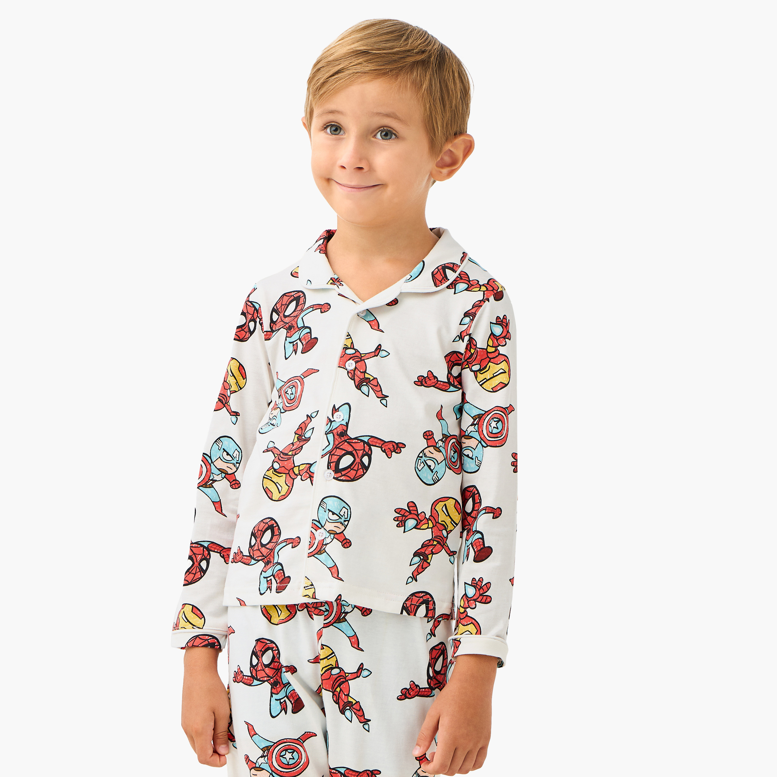 Avengers Print Shirt and Pyjama Set-boys-clothing-nightwear-image-2