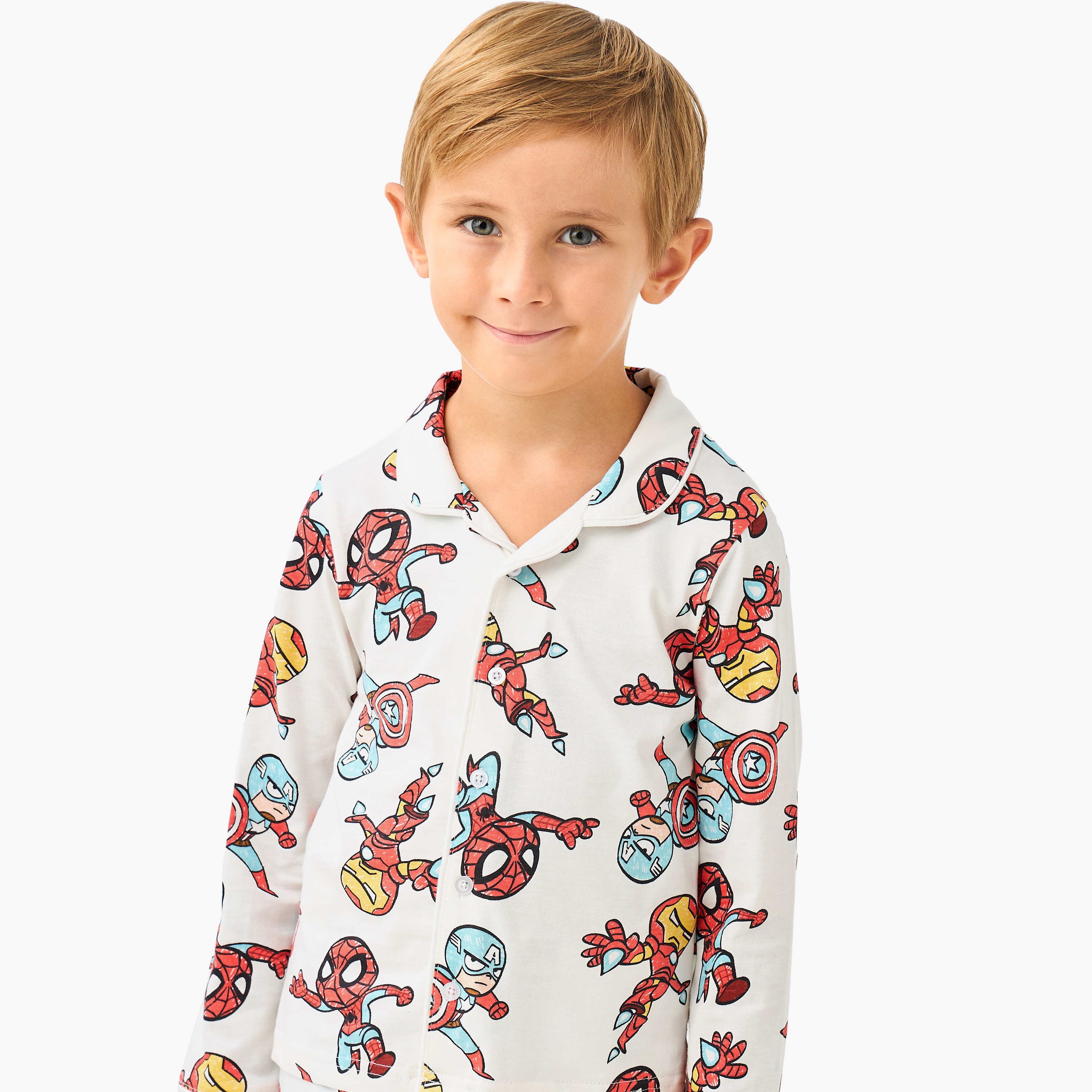 Avengers Print Shirt and Pyjama Set-boys-clothing-nightwear-image-5