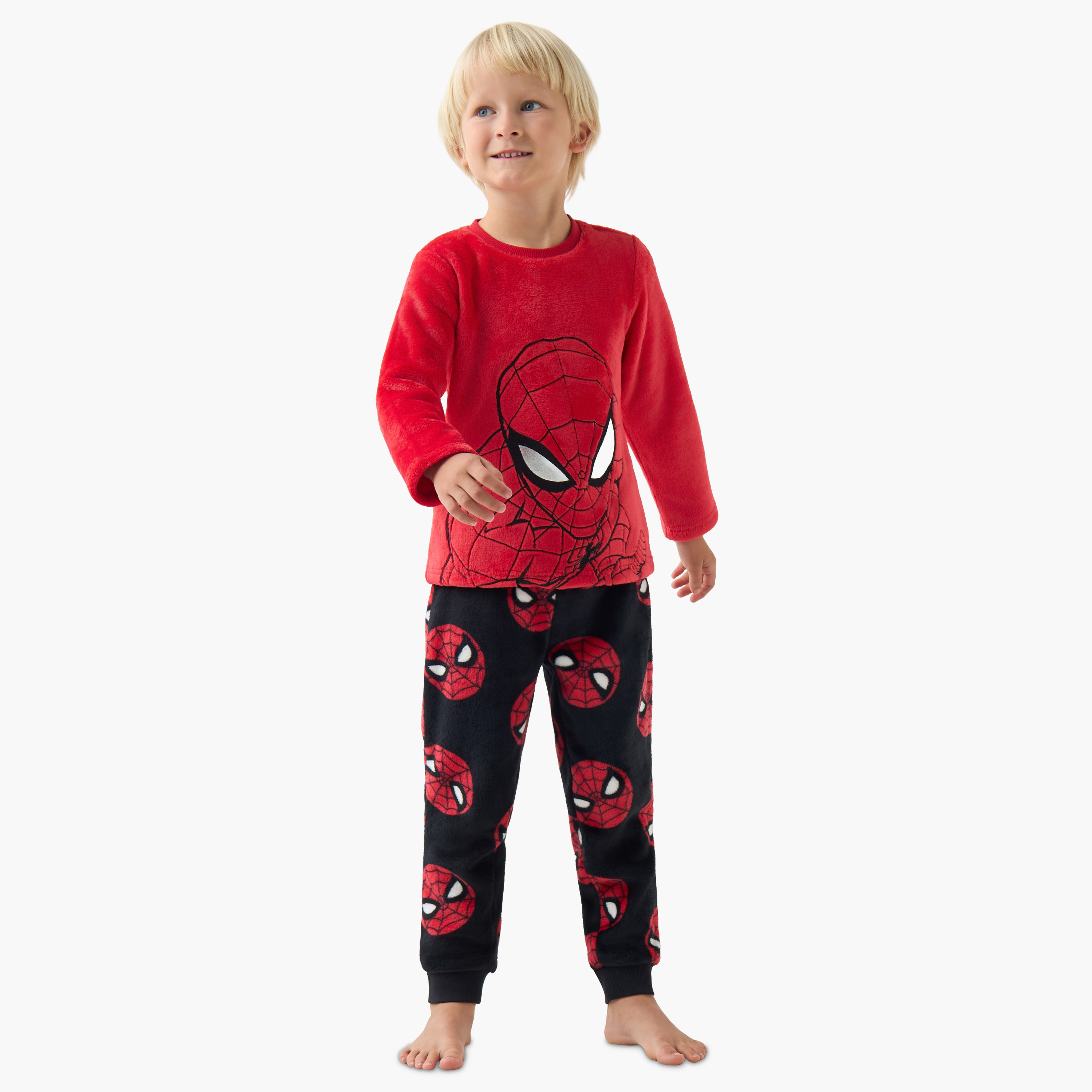 Boys T-shirt and Pyjama Set with Spider-Man Texture - Polyester - Long Sleeves - Crew Neck-boys-clothing-nightwear-image-1