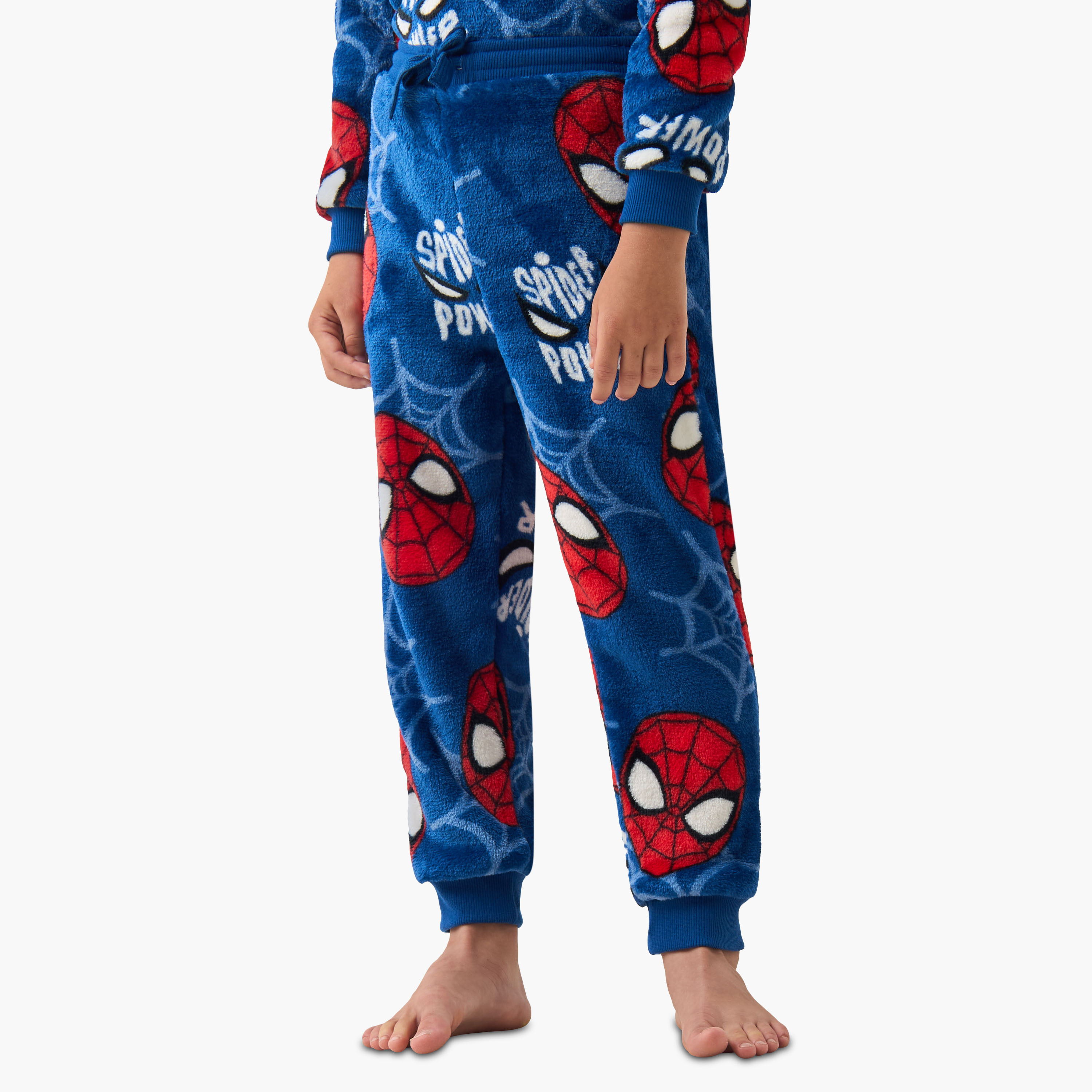 طقم بنطلون بيجاما وسويت شيرت بوليستر بأكمام طويلة وياقة بقبعةة وطبعات للأولاد-boys-clothing-nightwear-image-3