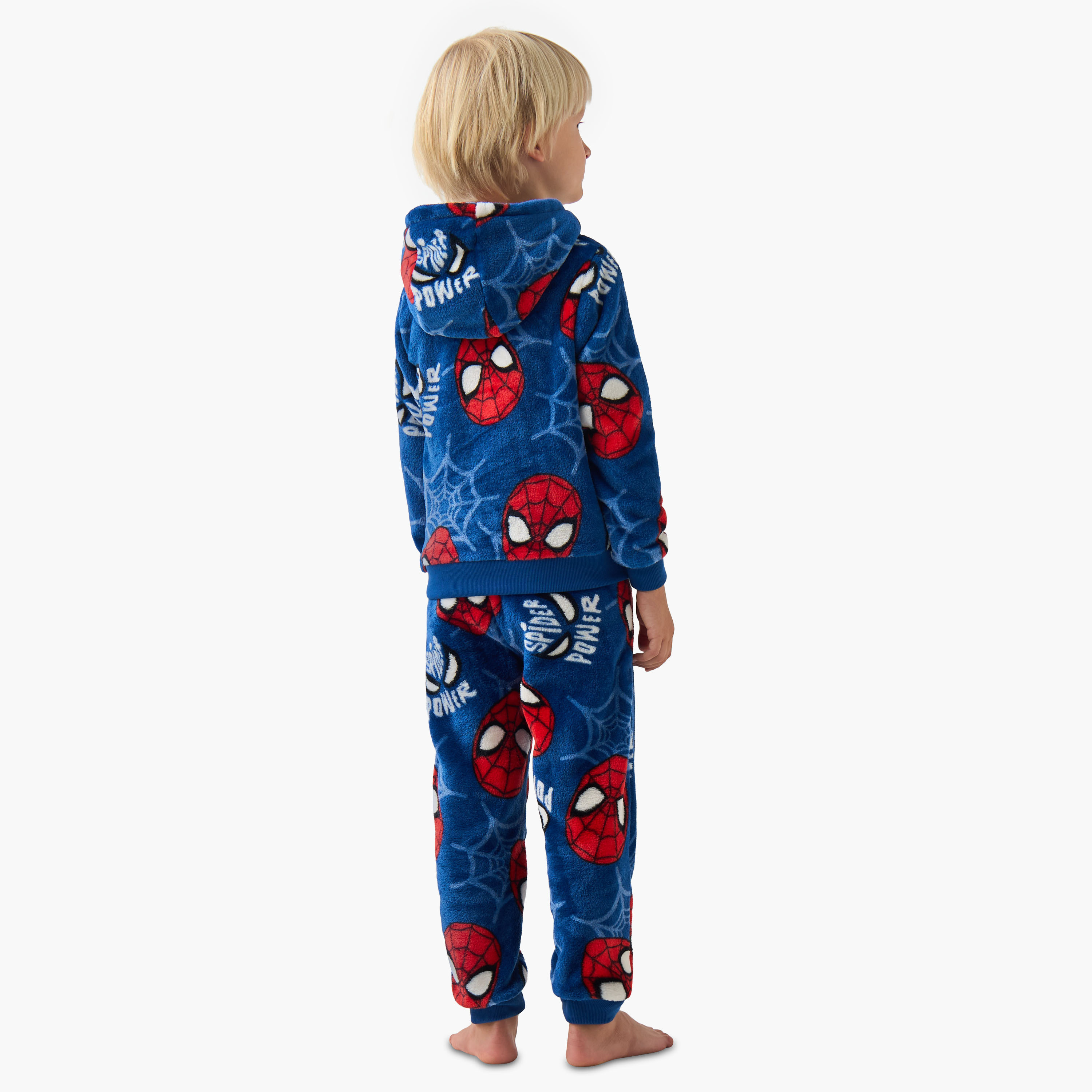 طقم بنطلون بيجاما وسويت شيرت بوليستر بأكمام طويلة وياقة بقبعةة وطبعات للأولاد-boys-clothing-nightwear-image-4