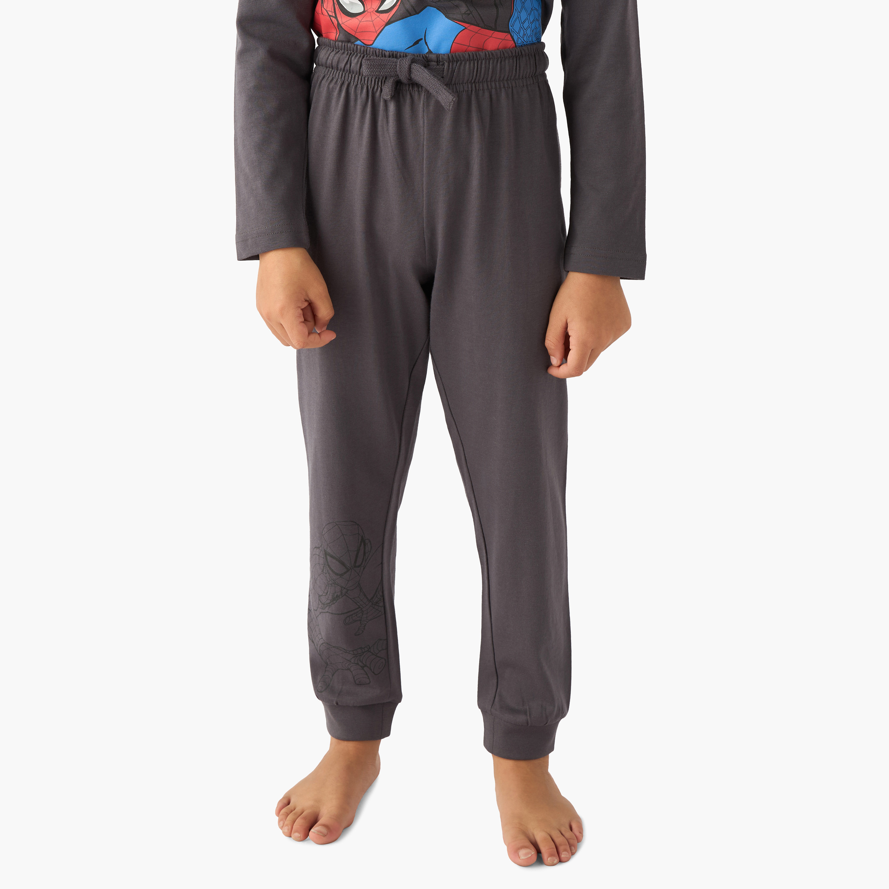 Pack of 2 Cotton Round Neck Long Sleeve Pyjama Set with Spider-Man Print-boys-clothing-nightwear-image-4