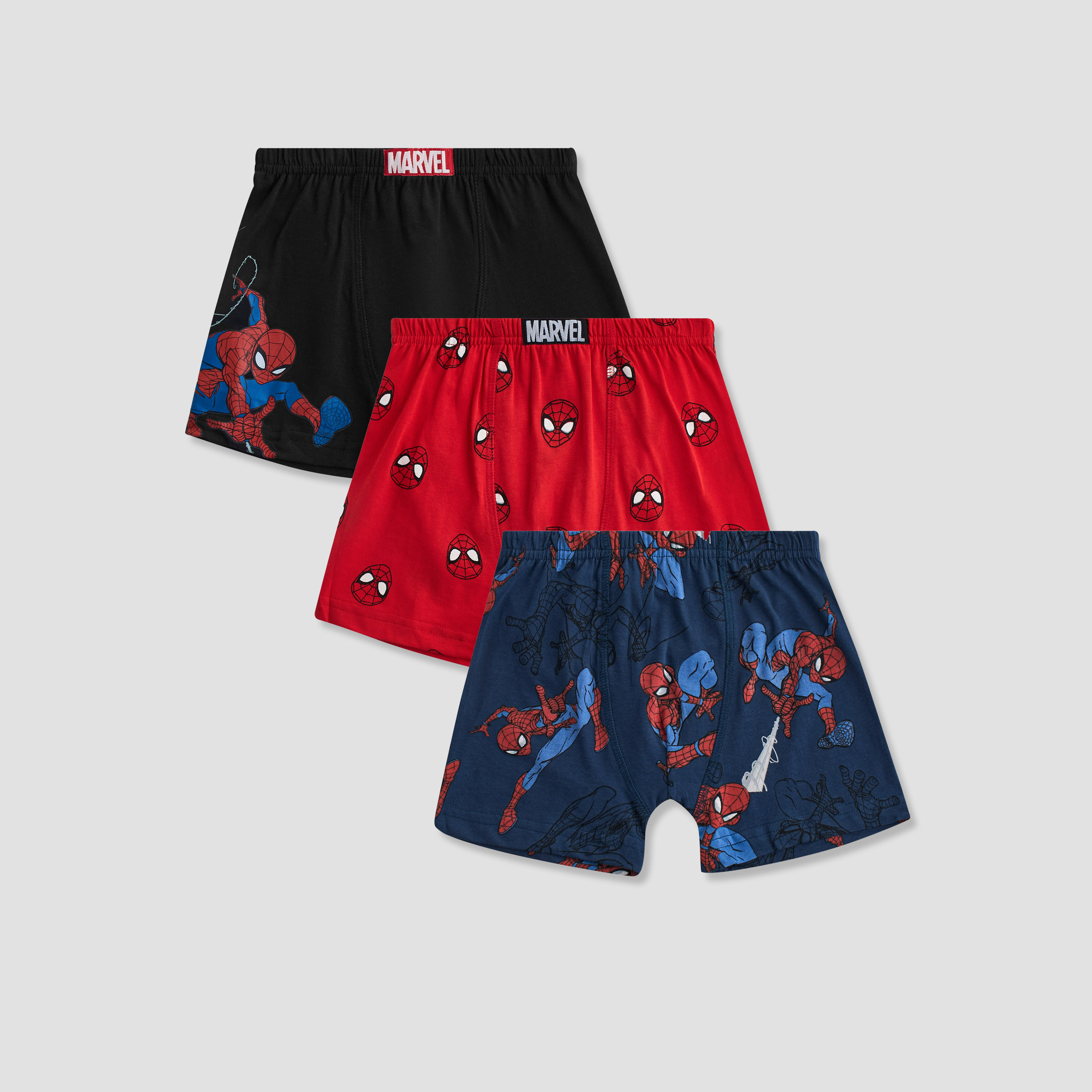 Pack of 3, Cotton Boxer Briefs with Spider-Man Print-boys-clothing-innerwear-boxersandbriefs-image-1
