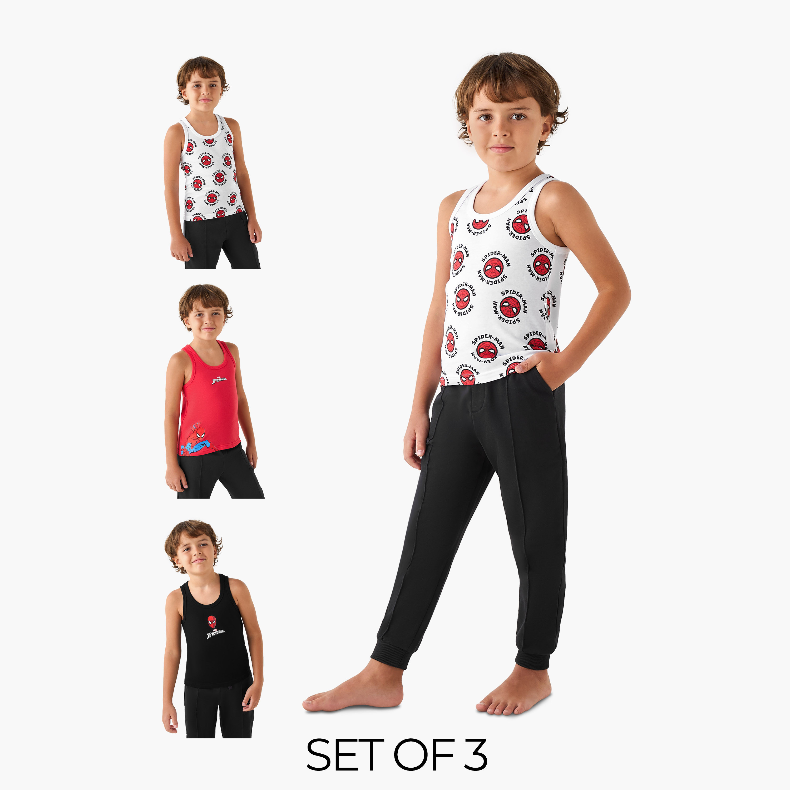 طقم فيست 3 قطع بطبعات سبايدر مان-baby-boys-clothing-innerwear-image-1