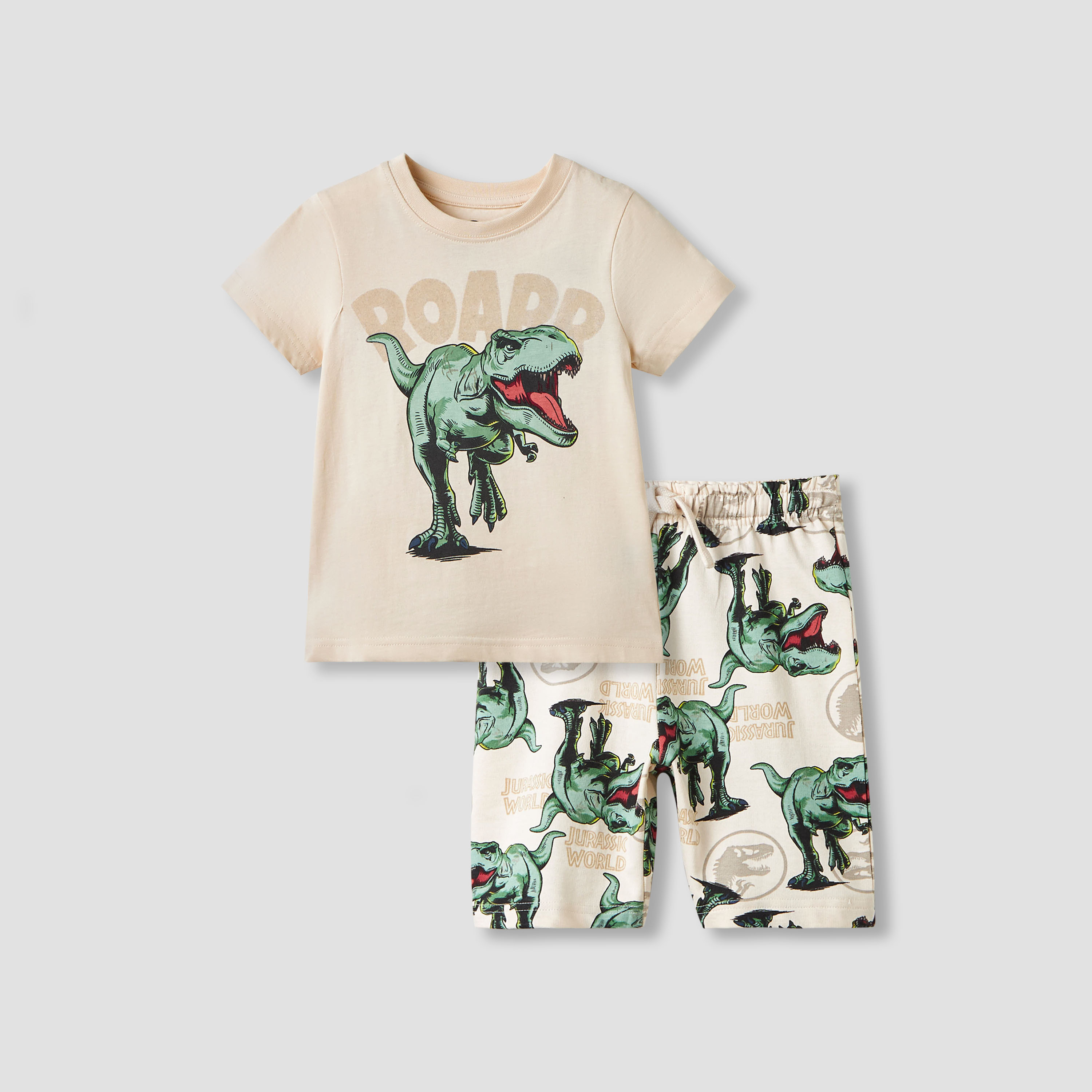 Dinosaur Print T-shirt and Shorts Set-boys-clothing-nightwear-image-1
